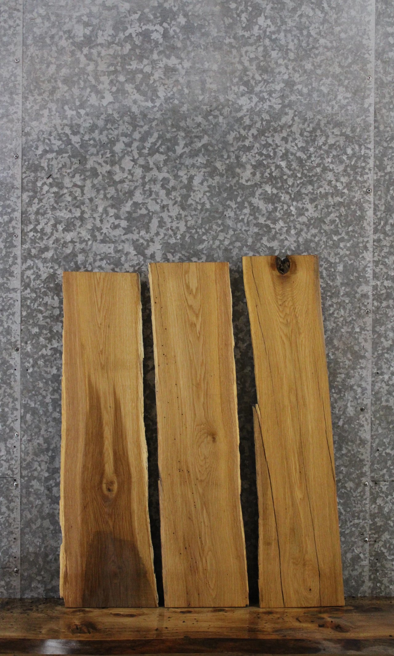 3- Oak Live Edge Charcuterie/Taxidermy/Shelf Slabs 696