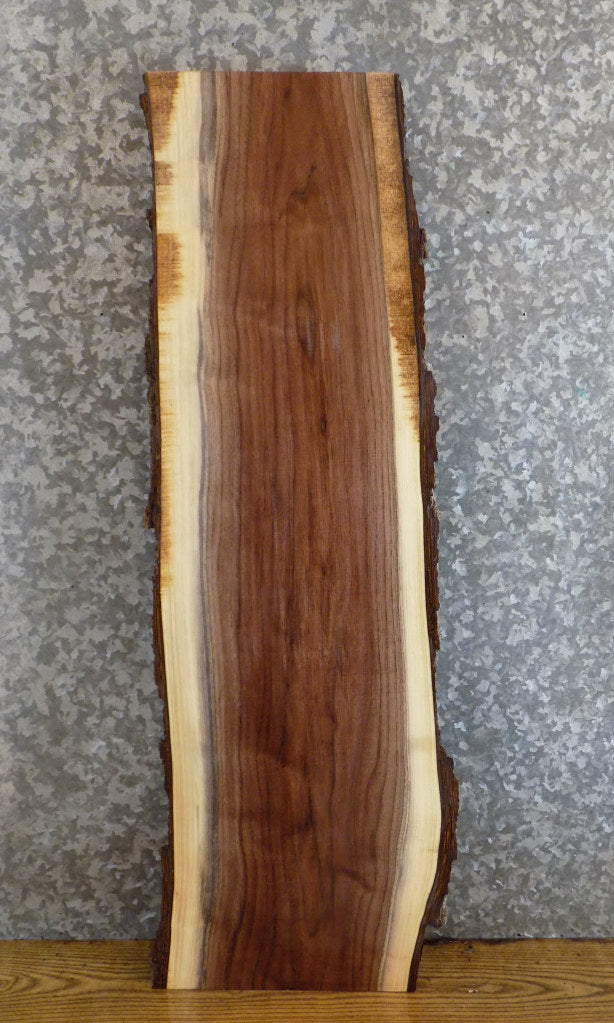 Black Walnut Reclaimed Live Edge Bark Floating Vanity Slab 7091