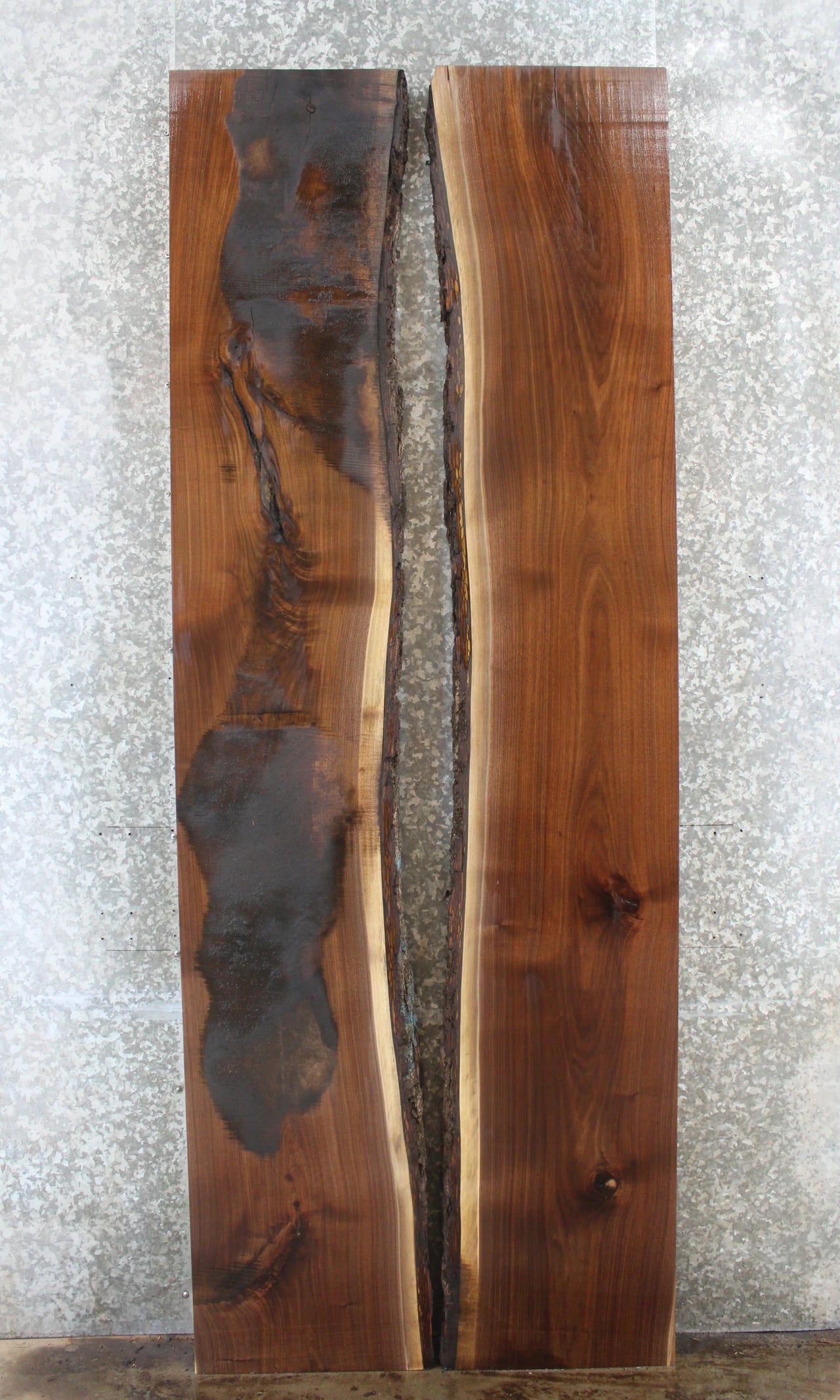 2- Bookmatched Live Edge Black Walnut Dining/Kitchen Table Top 71-72