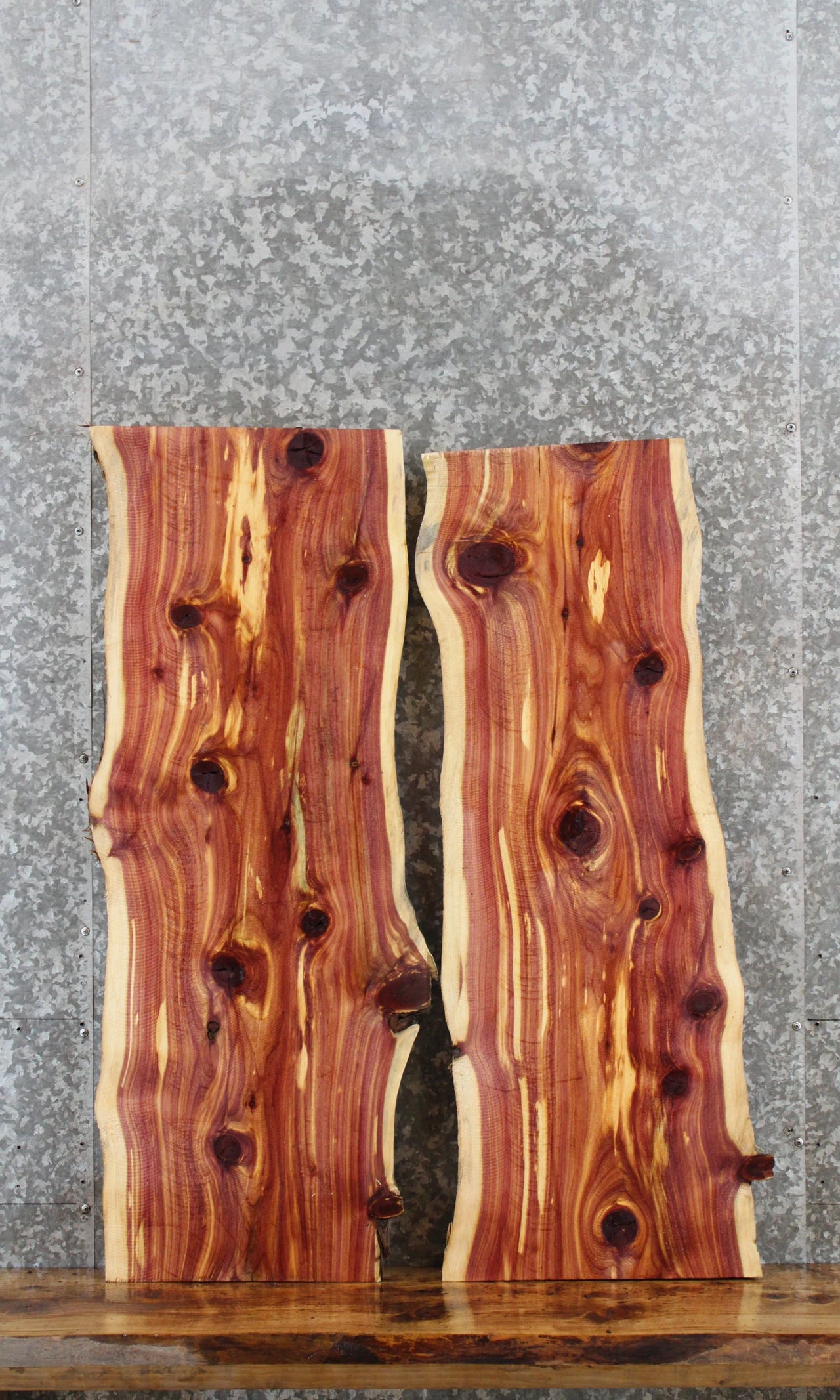 2- Live Edge Red Cedar Console/Coffee Table Tops 744-745