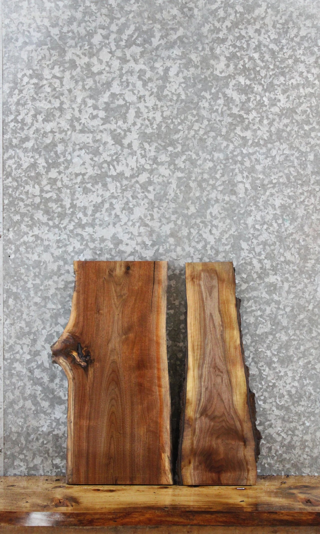 2- Walnut Live Edge Charcuterie/Taxidermy/Shelf Slabs 7796-7797