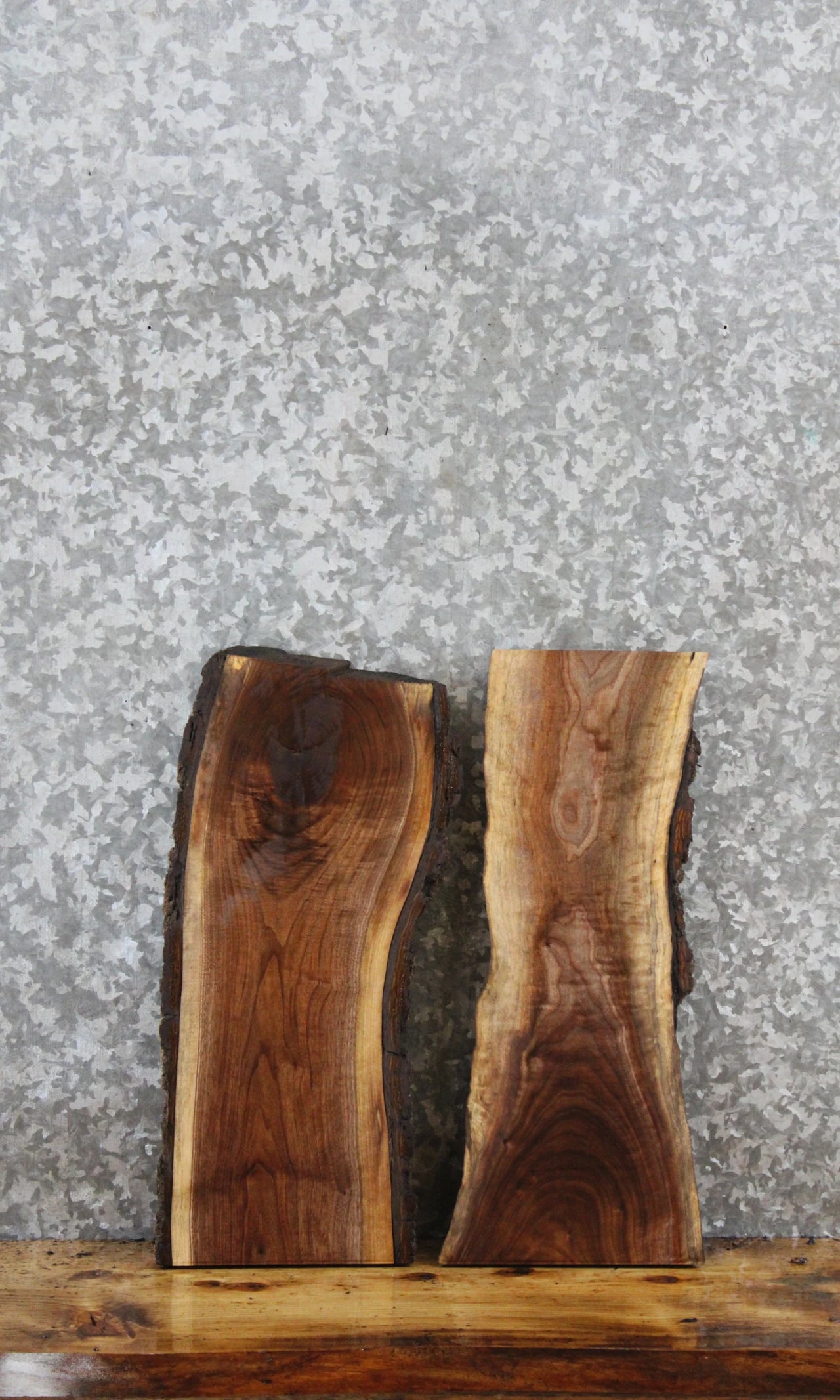 2- Walnut Live Edge Charcuterie/Taxidermy/Shelf Slabs 7804-7805