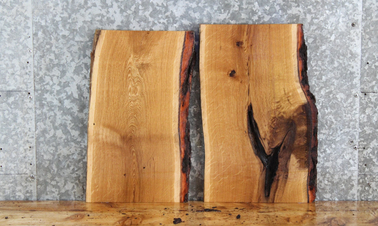 2- Live Edge White Oak End Table Top/Charcuterie Board Slabs 7841-7842
