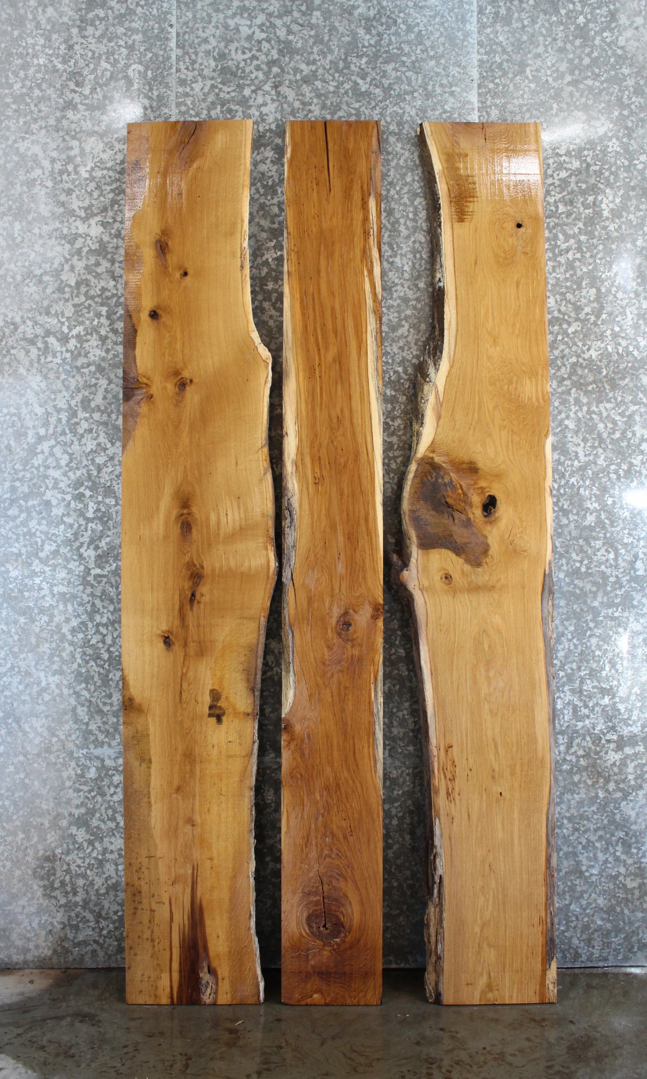 3- White Oak Live Edge Book Match Dining Table Top Slabs 797-799