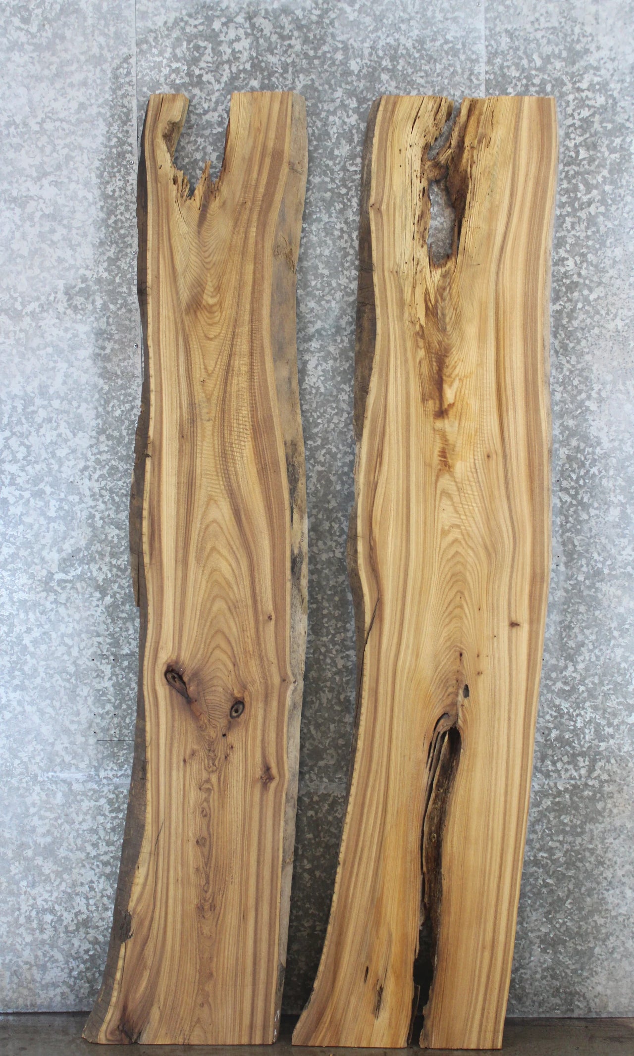 2- Elm Live Edge Bench Slabs, Epoxy River Table Project Wood 805-806