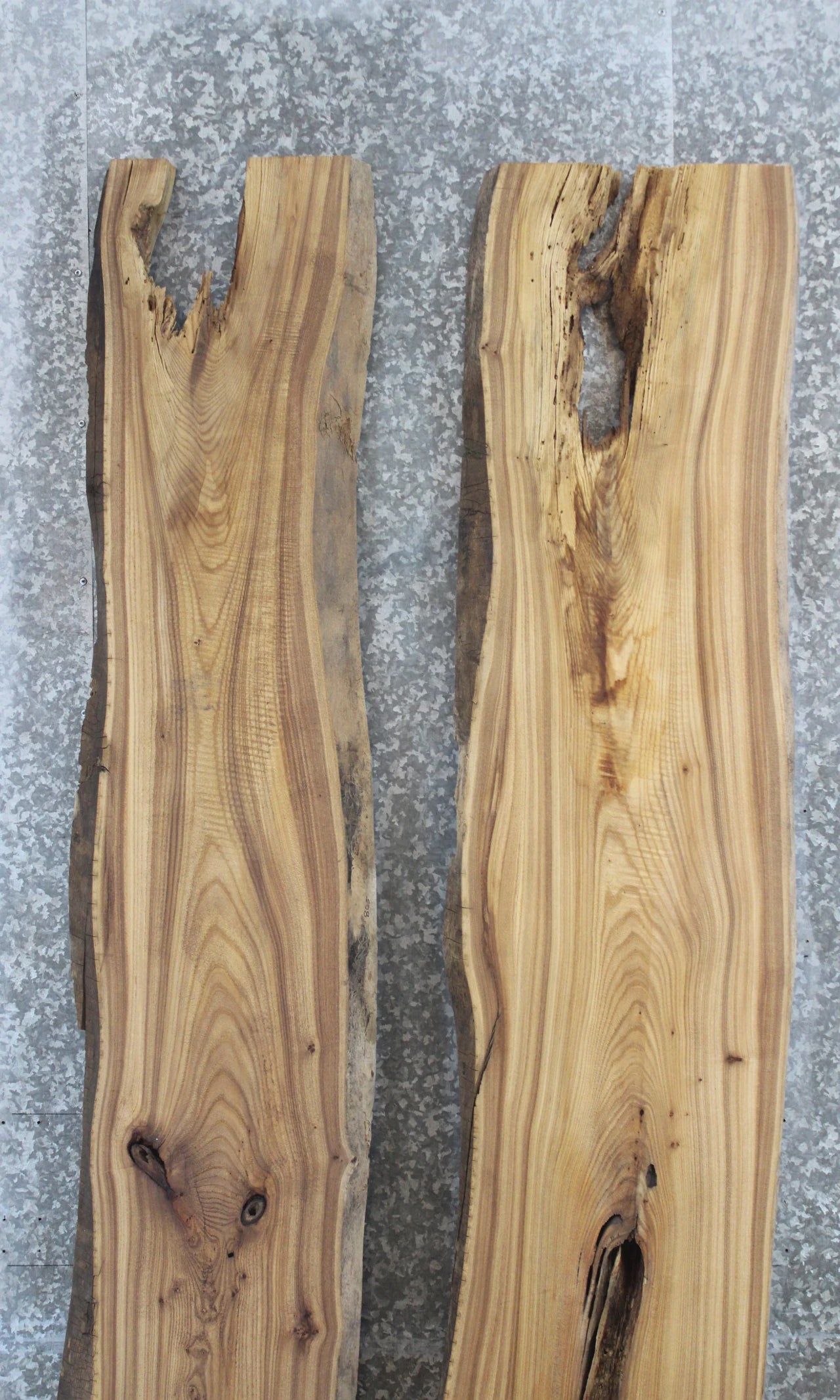 2- Elm Live Edge Bench Slabs, Epoxy River Table Project Wood 805-806