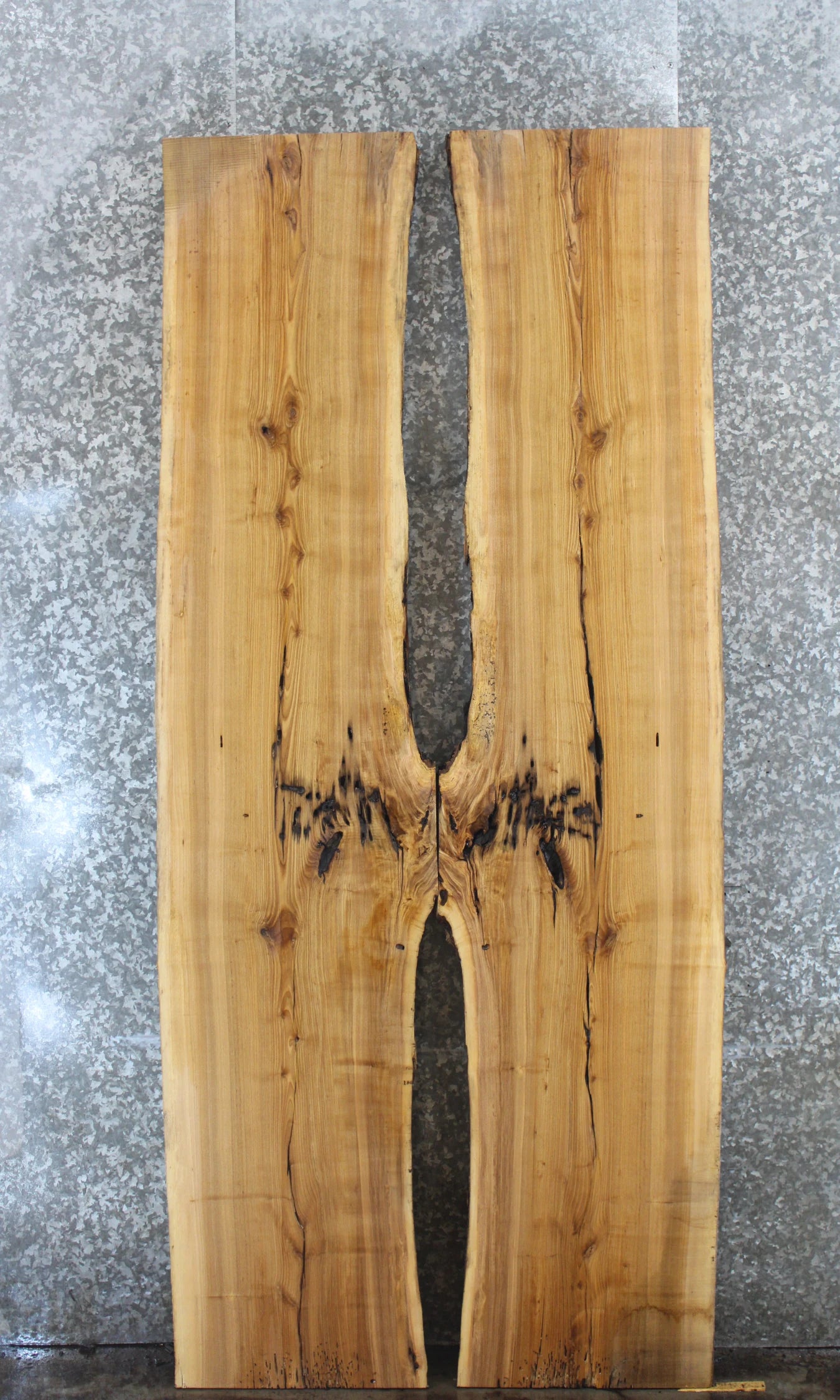 2- Live Edge Ash Slabs, Wooden Table Top Lumber, Natural Edges 812-813