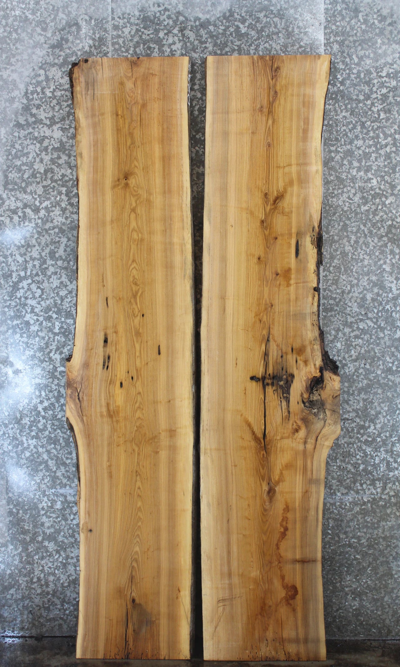 2- Live Edge Ash Slabs, Wooden Table Top Lumber, Natural Edges 812-813