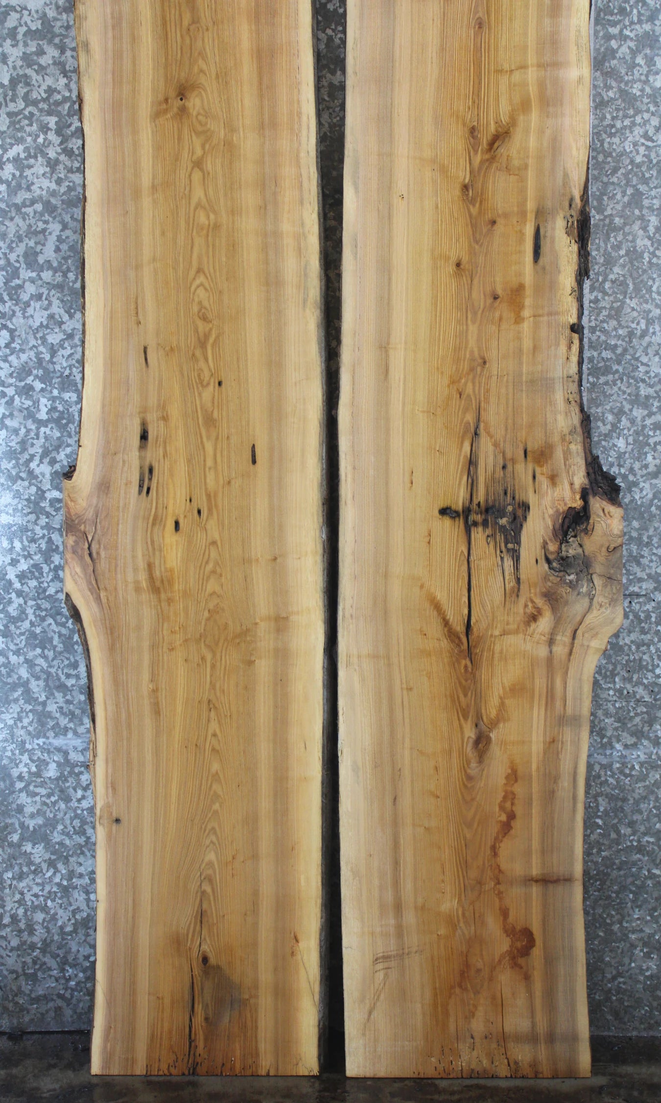 2- Live Edge Ash Slabs, Wooden Table Top Lumber, Natural Edges 812-813