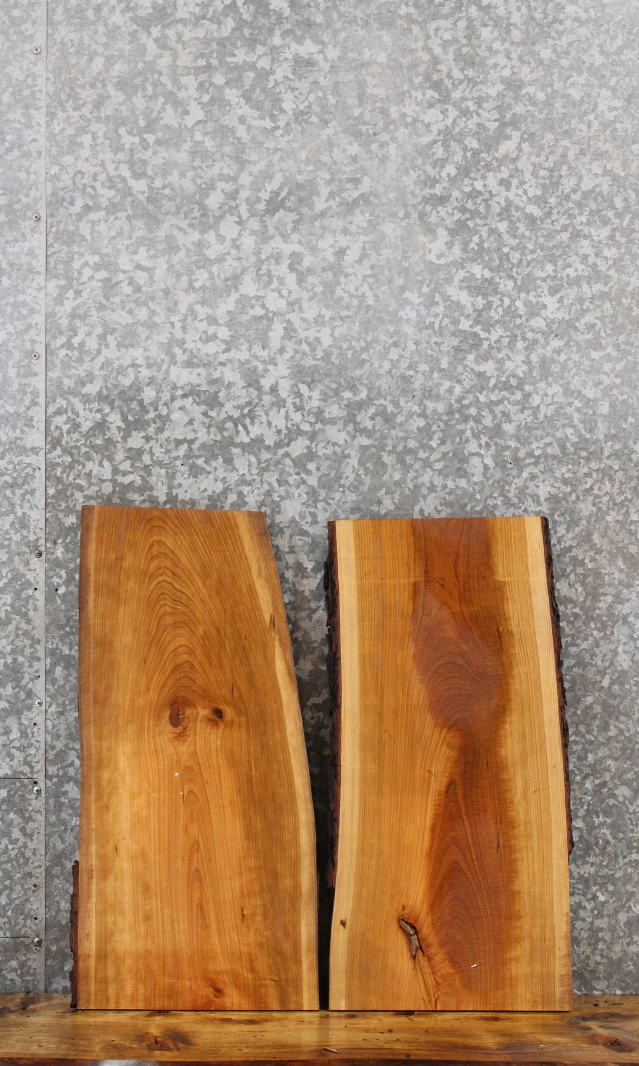 2- Cherry Live Edge Charcuterie/Shelf Slabs 8153-8154