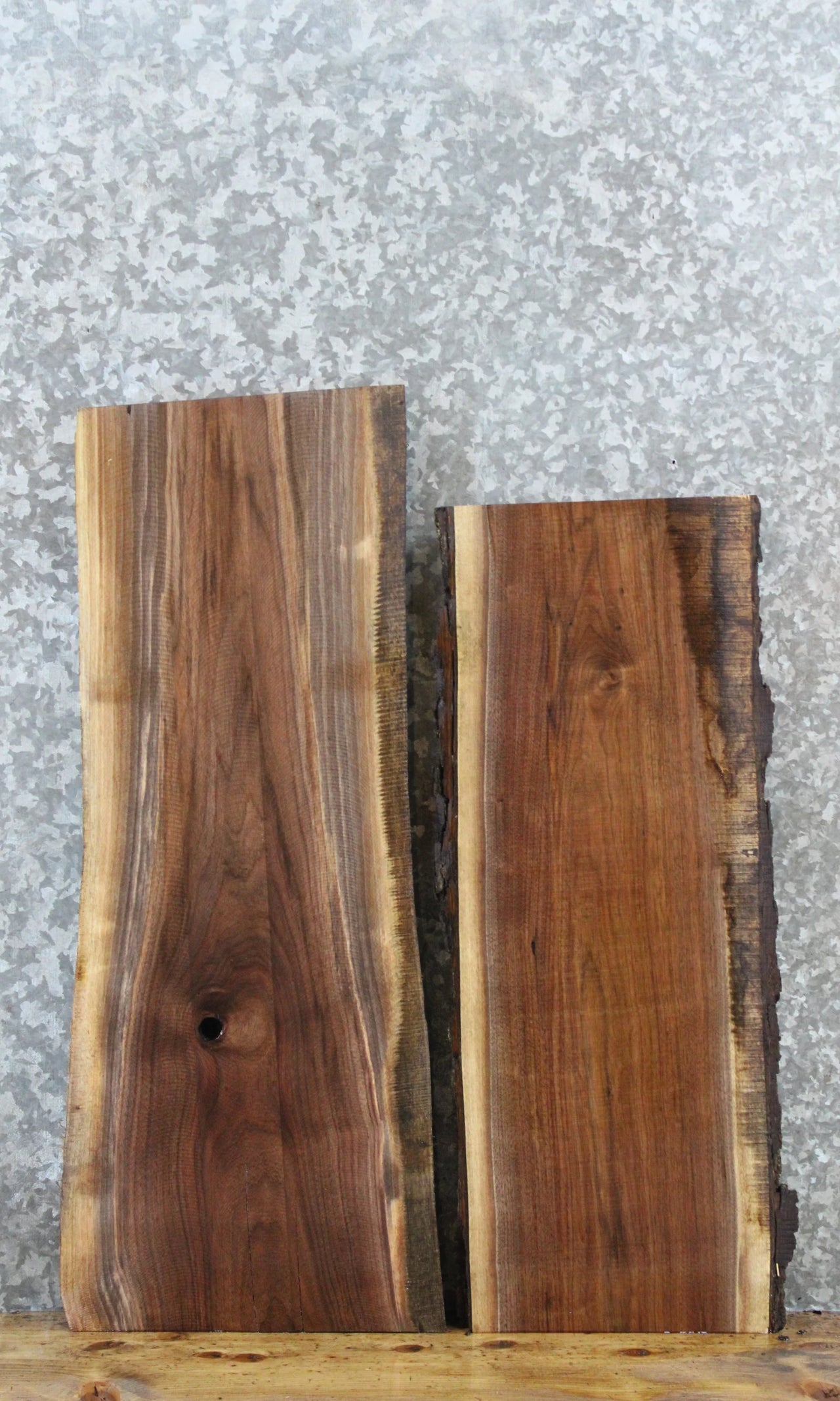2- Live Edge Black Walnut Side Table Slabs/Wall Shelves 8223-8224