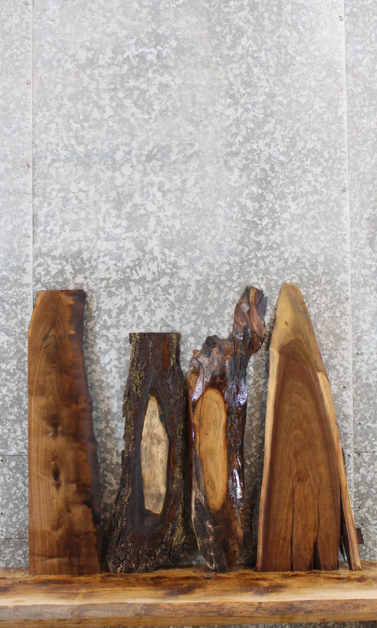 4- Natural Edge Black Walnut Charcuterie Slabs 8243-8246
