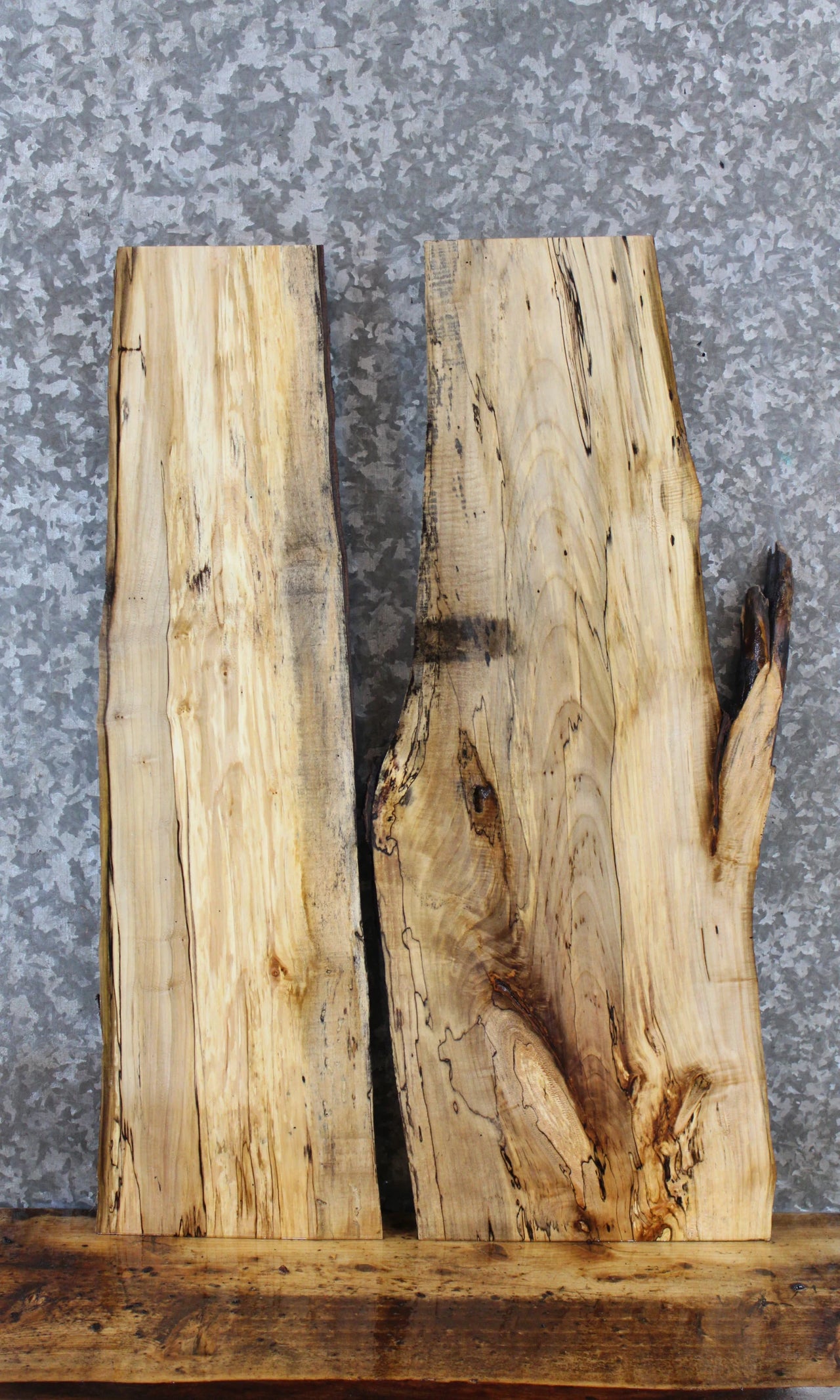 2- Live Edge Spalted Maple Side Table Top/Taxidermy Mount Slab 8247-8248