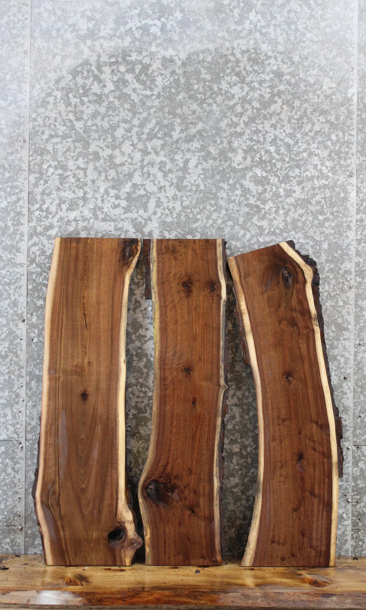 3- Walnut Live Edge Charcuterie/Taxidermy/Shelf Slabs 8252-8254