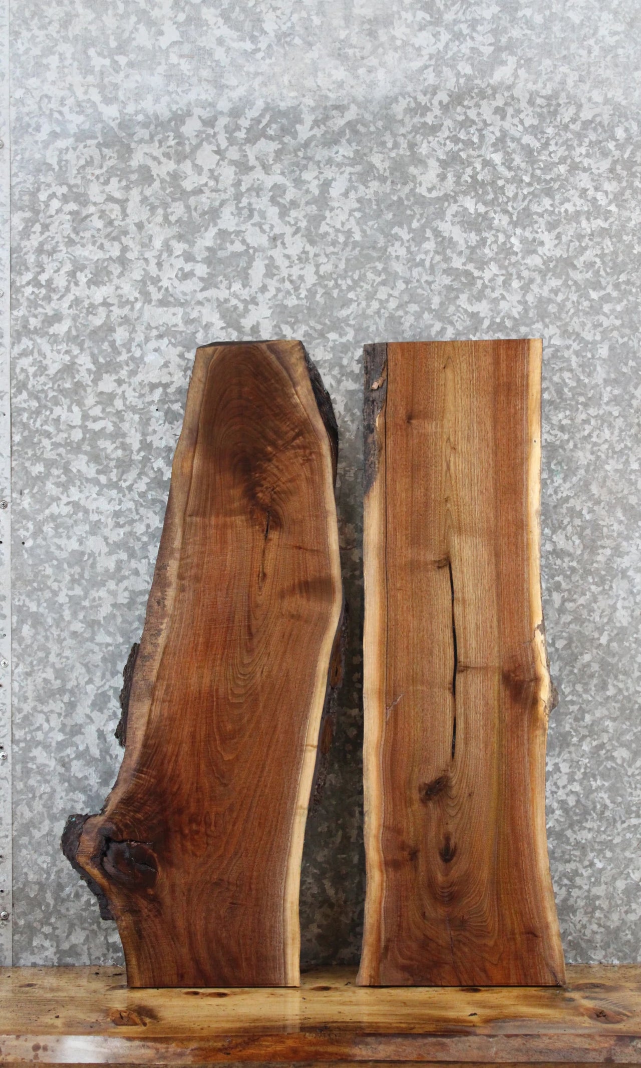 2- Walnut Live Edge Charcuterie/Taxidermy/Shelf Slabs 8259-8260