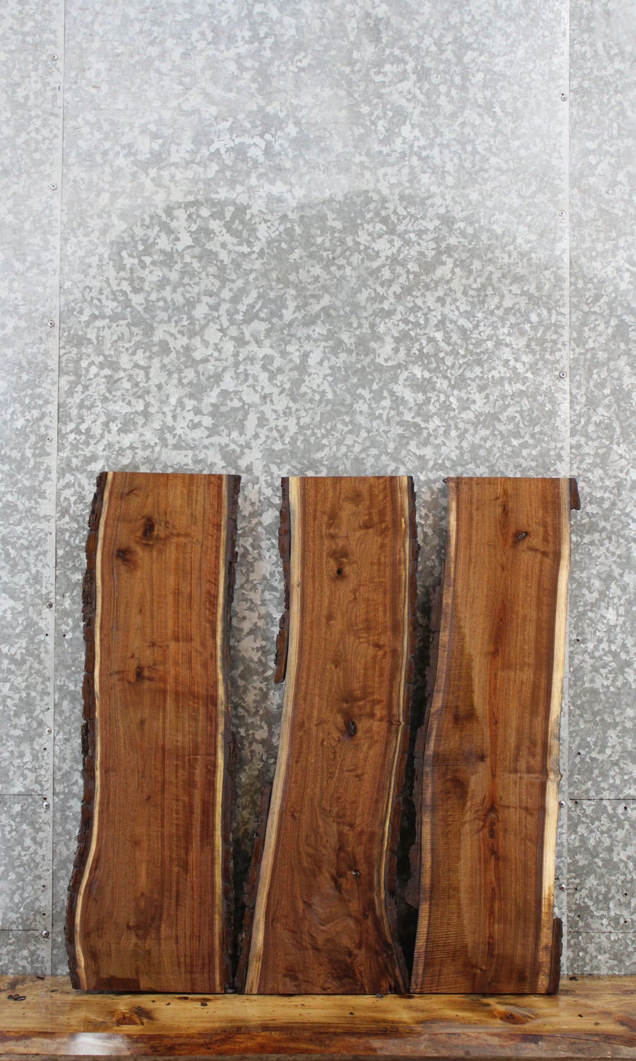 3- Walnut Live Edge Shelf/Charcuterie/Taxidermy Slabs 8371-8373