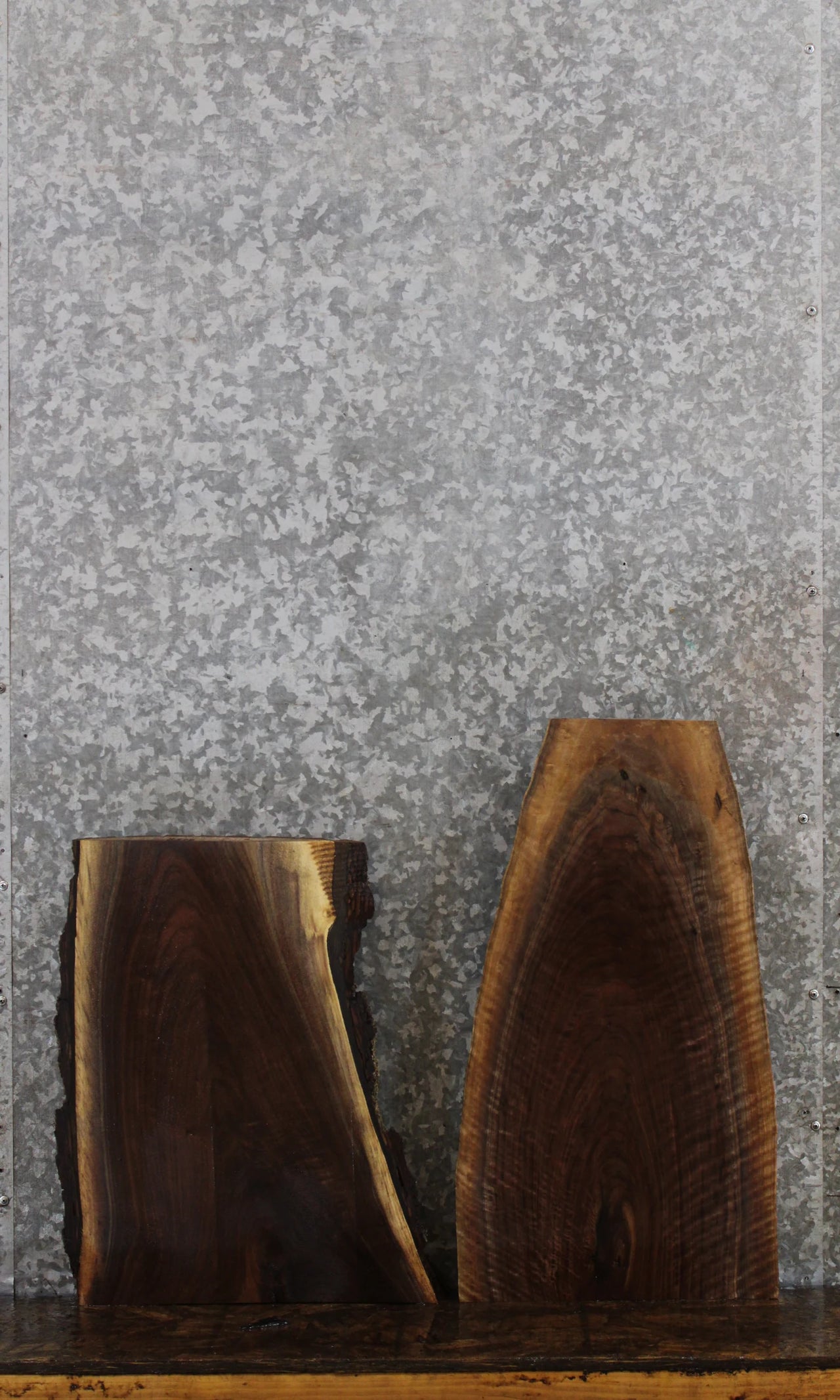 2- Black Walnut Live Edge Taxidermy Mounts/Charcuterie Boards 8378-8379
