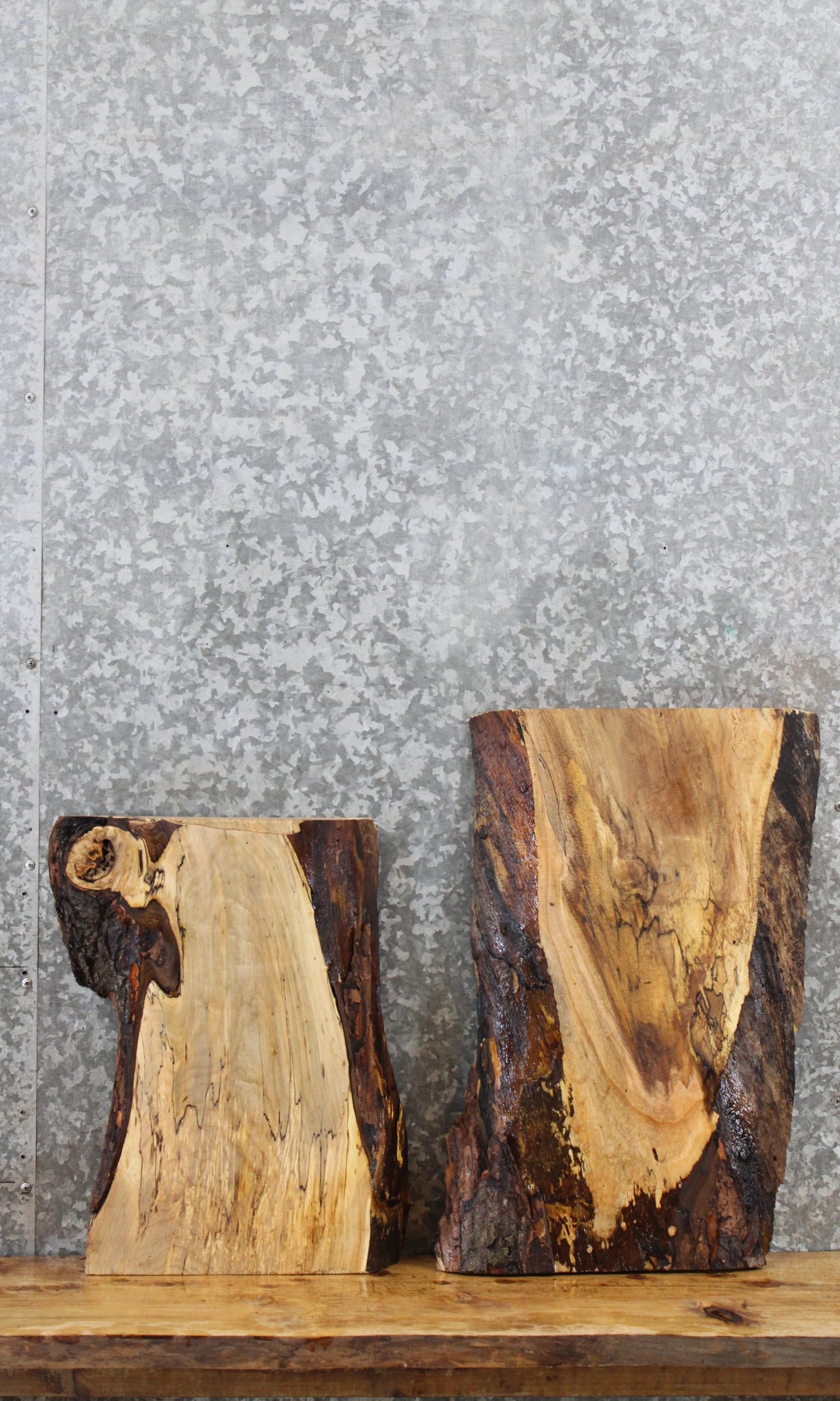 2- Spalted Maple Live Edge Charcuterie Boards/Taxidermy Slabs 8398-8399