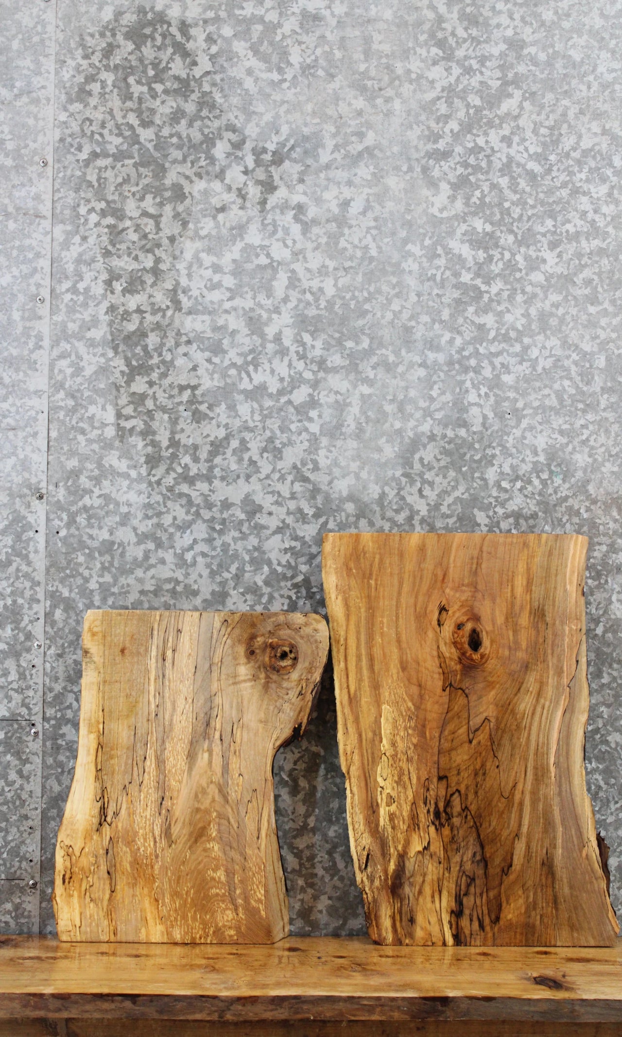 2- Spalted Maple Live Edge Charcuterie Boards/Taxidermy Slabs 8398-8399