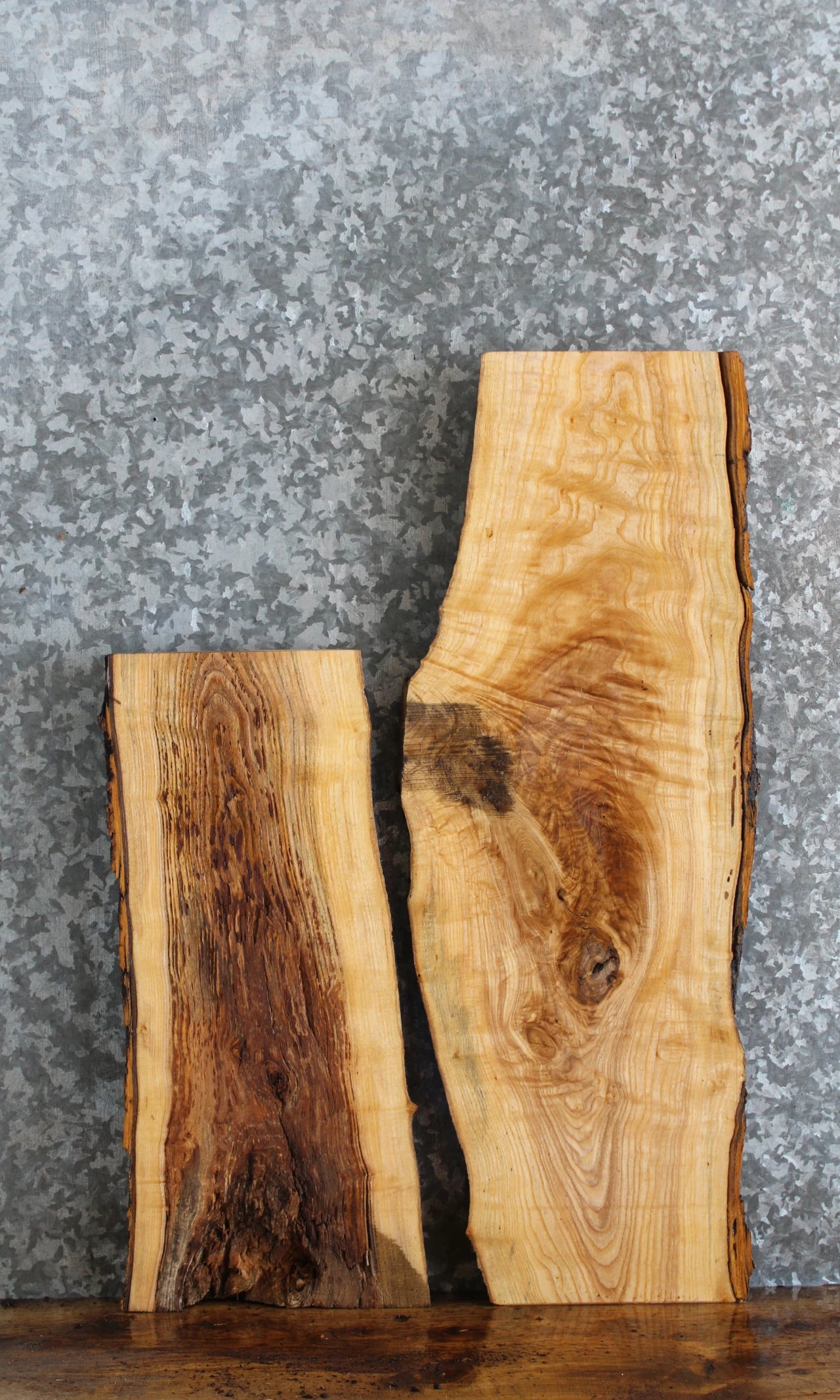 2- Live Edge Ash Side Table Top/Charcuterie Board Slabs 8433-8434