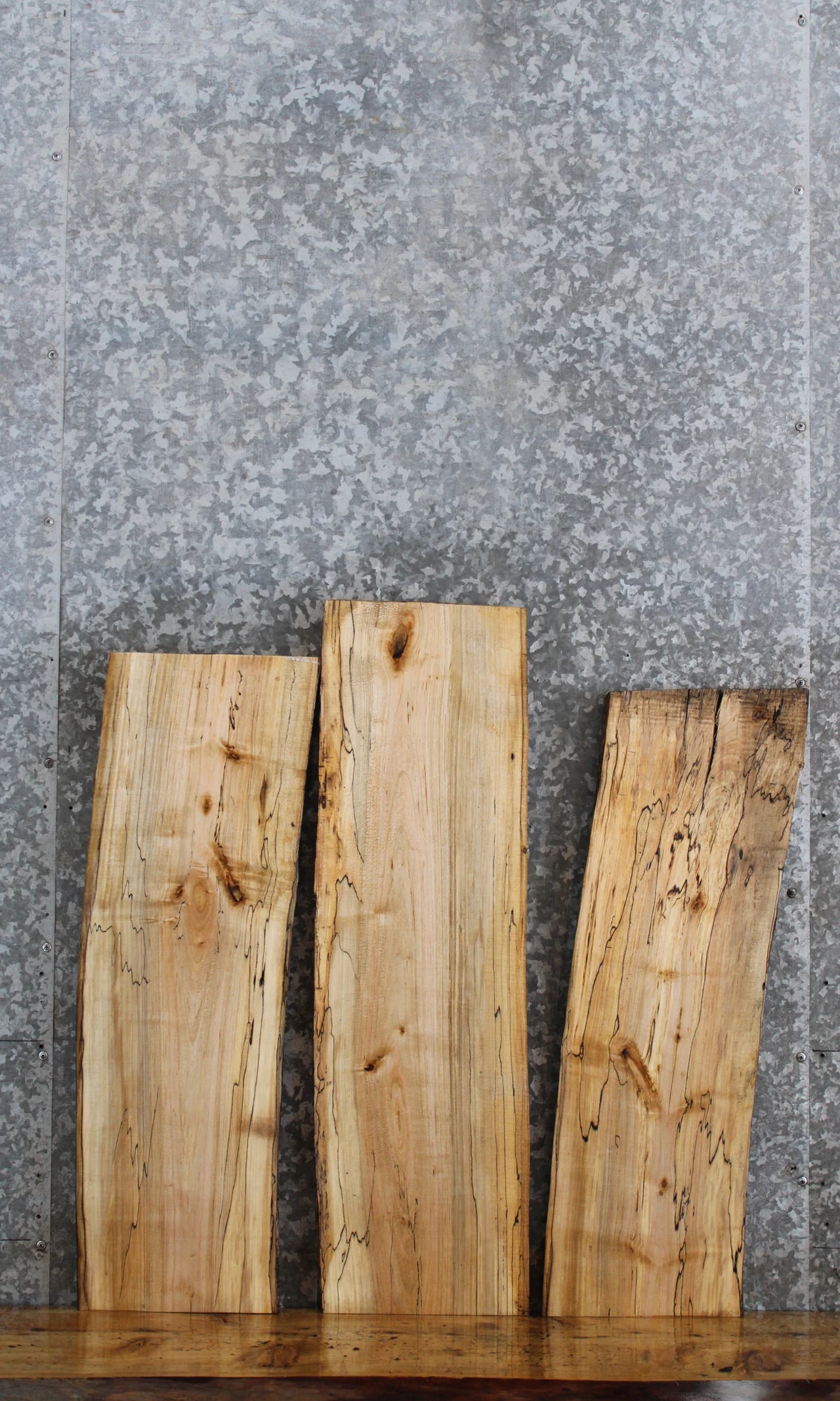 3- Live Edge Spalted Maple Side Table Top/Charcuterie Board Slabs 8513-8515