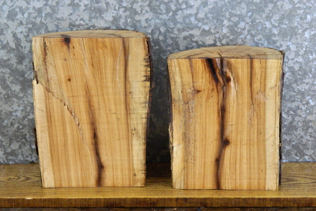 2- Salvaged Natural Edge Bark Hickory Craft Pack/Small Log Slabs 8788-8789