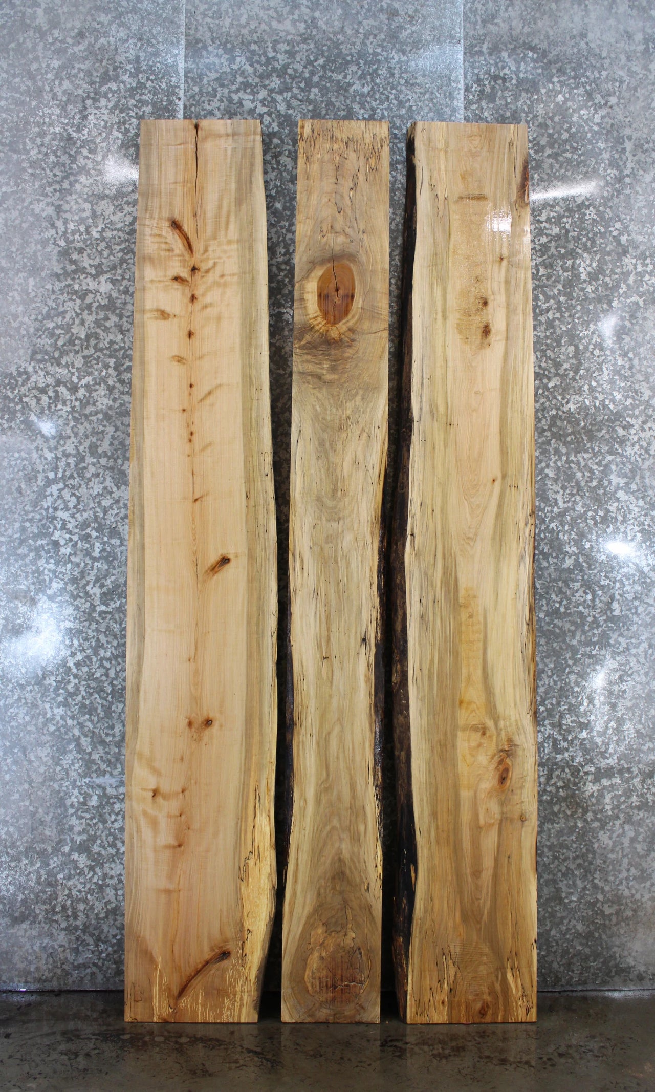 3- Spalted Maple Live Edge Book Match Dining Table Top Slabs 873-875