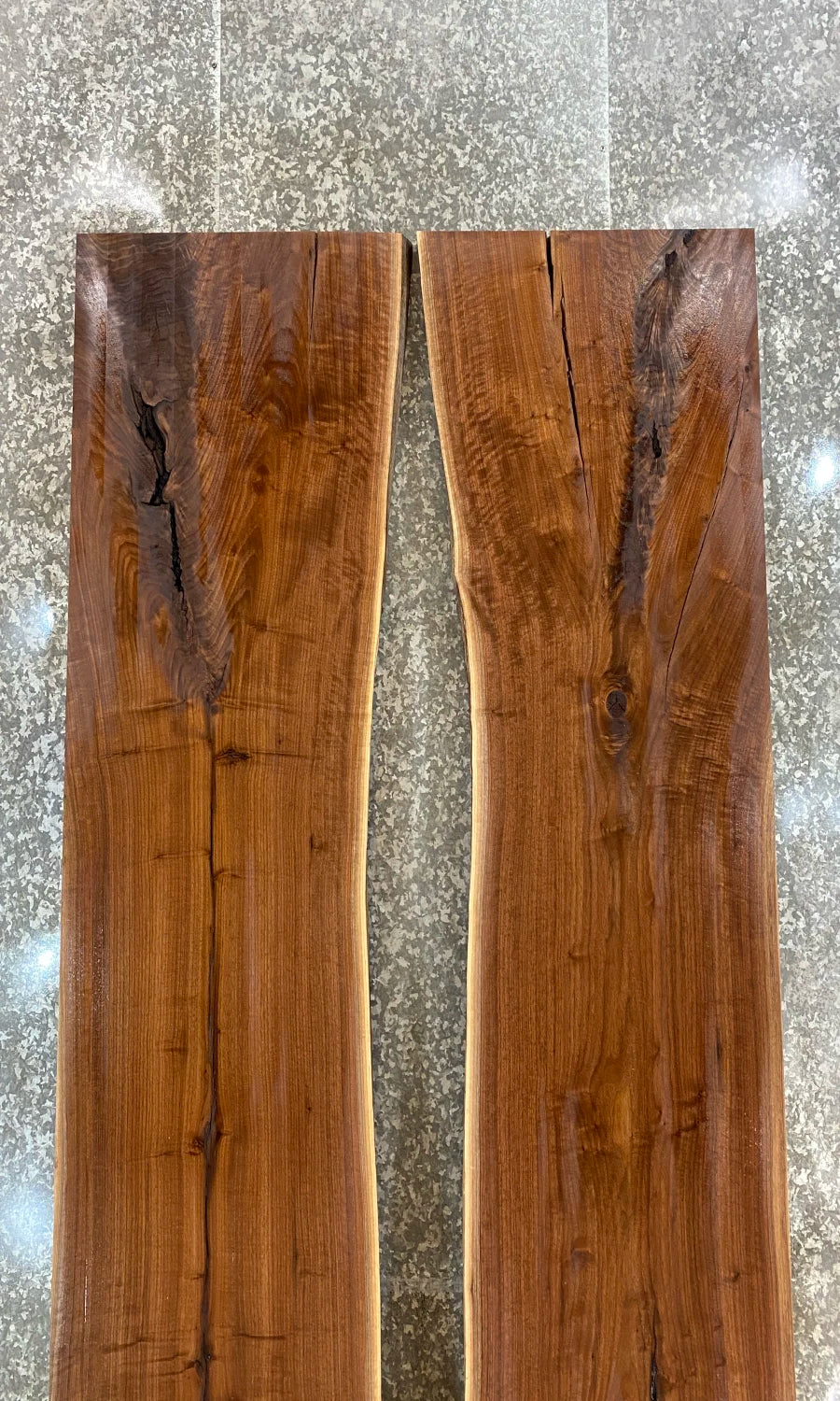 2- Reclaimed Black Walnut Live Edge Dining/Kitchen Table Top Set 896-897