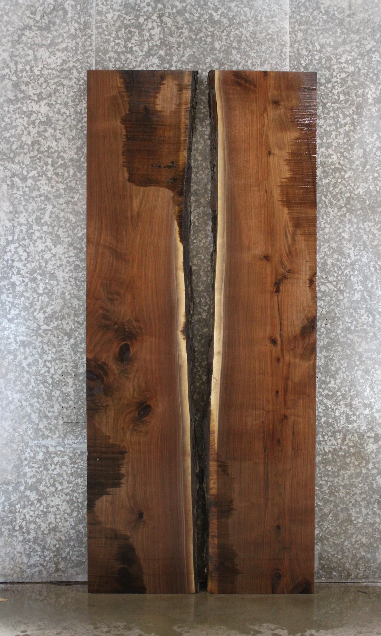 2- Black Walnut Book Matched Live Edge Table Top 899-900