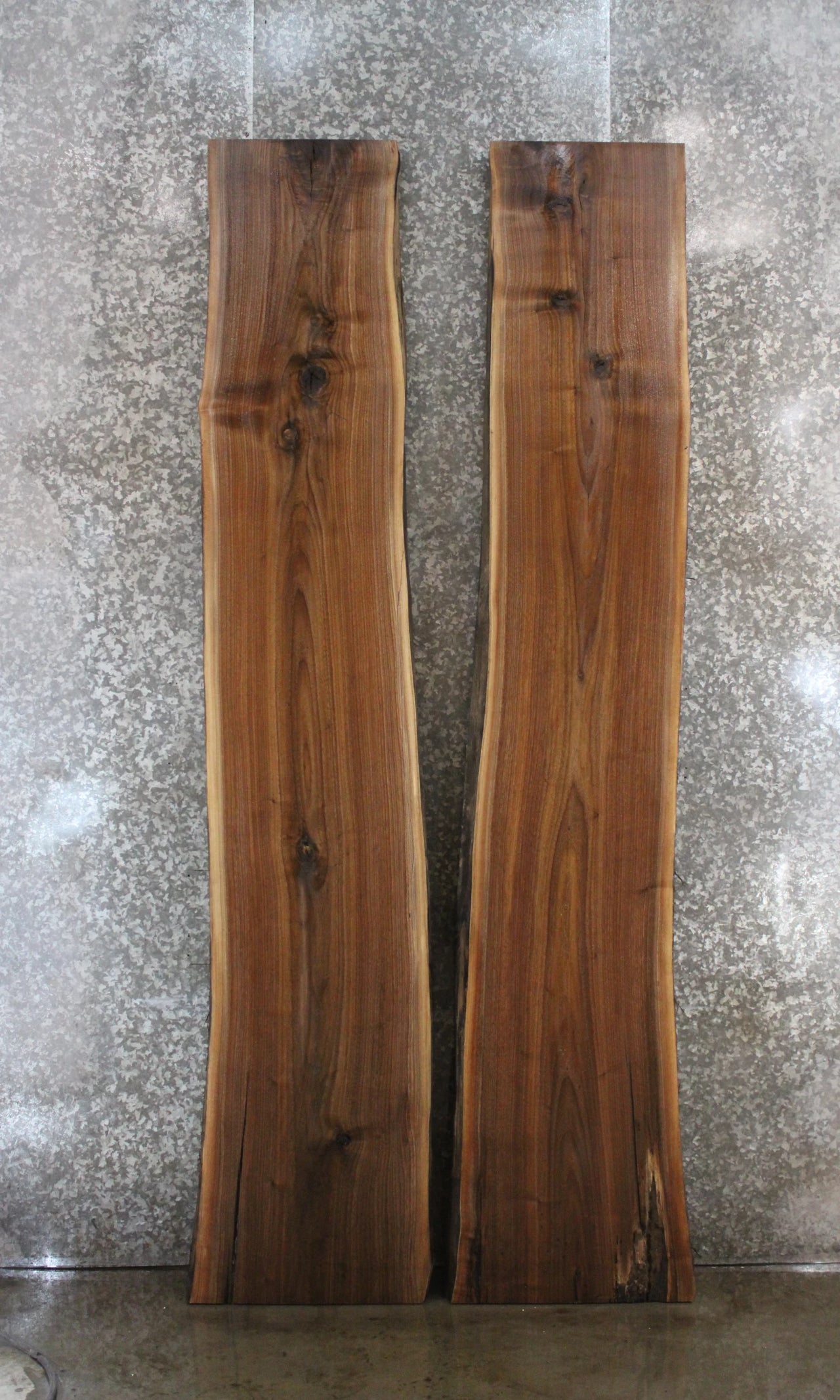 2- Black Walnut Live Edge Wood Slab Bookmatched River Table Set 902-903
