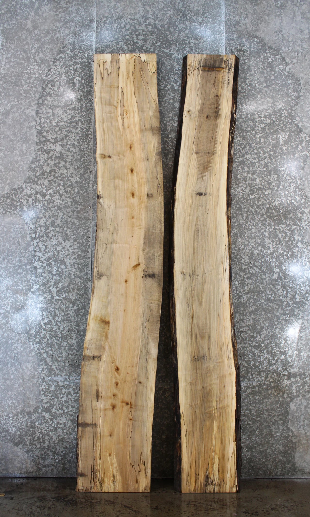 2- Bookmatched Live Edge Spalted Maple River Table/Bar Top Set 911-912