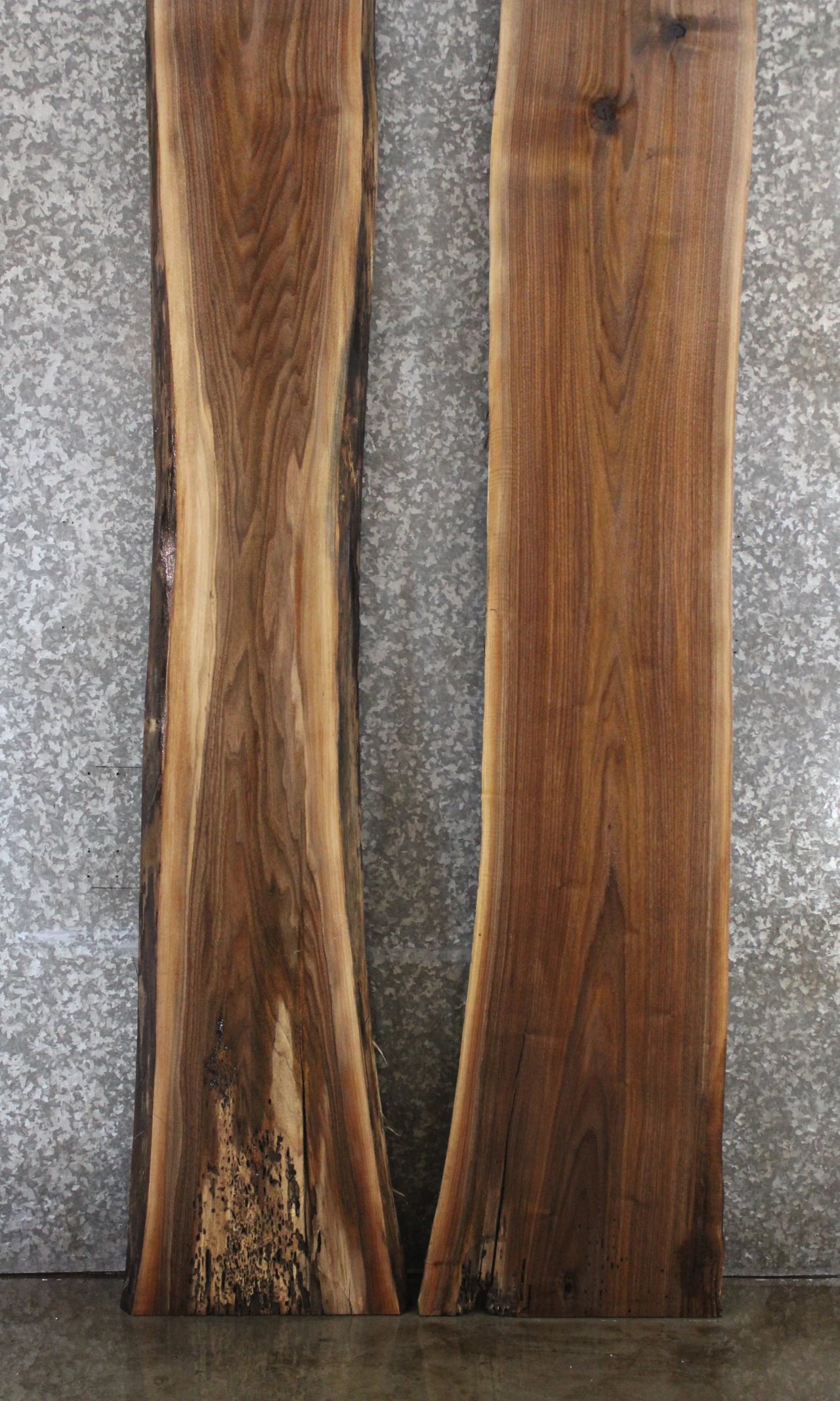 2- Rustic Black Walnut Live Edge River Table Top Slabs, Bar Top 914-915