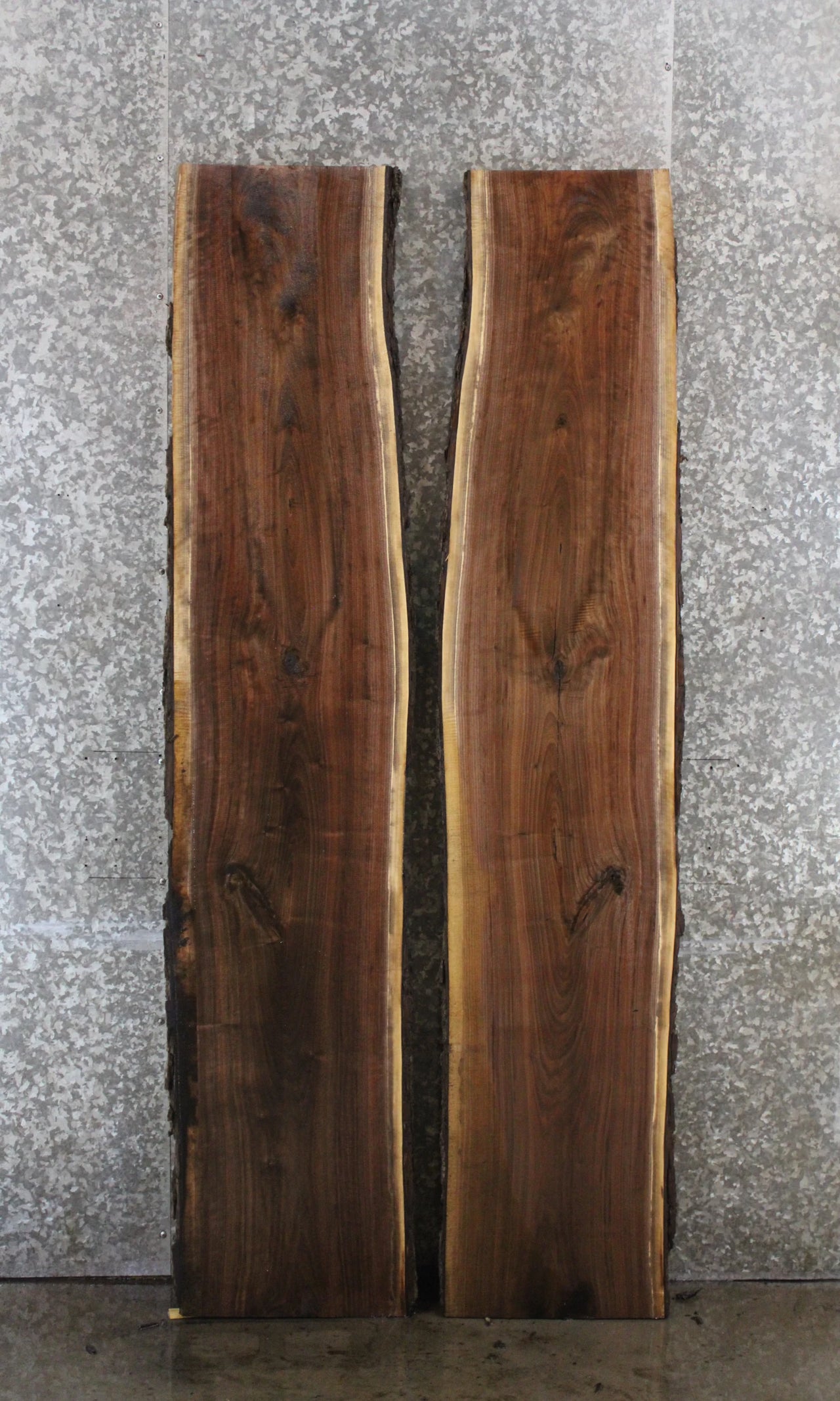 2- Black Walnut Live Edge Book Match River Table/Bench Slabs 919-920