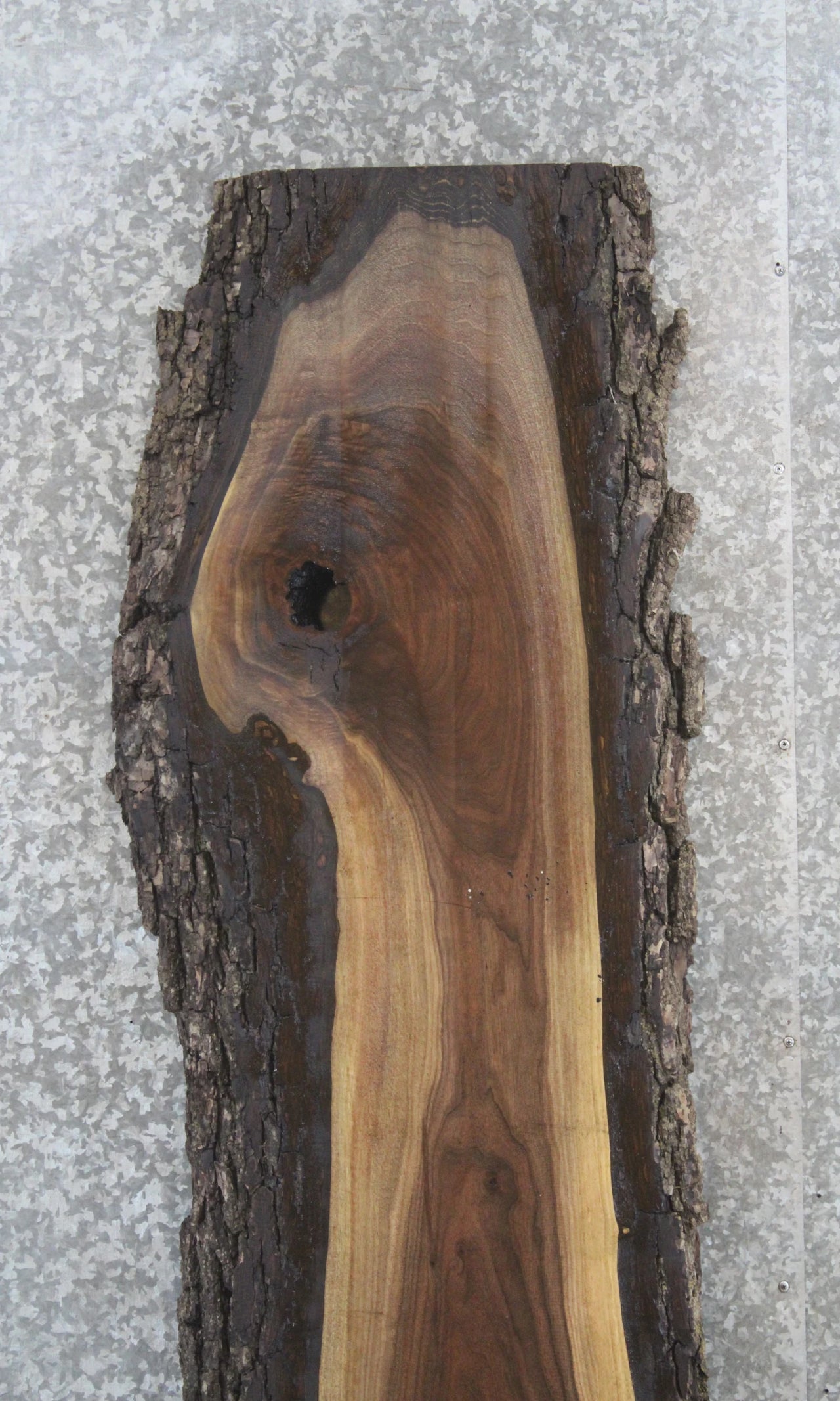 Rustic Bark Live Edge Black Walnut Slab, Bar Top, Mantel Slab 921