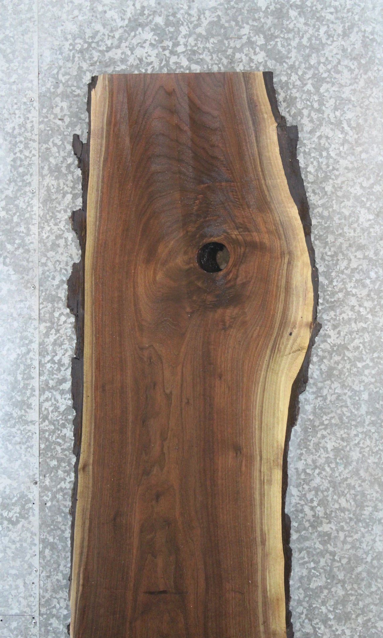 Rustic Bark Live Edge Black Walnut Slab, Bar Top, Mantel Slab 921