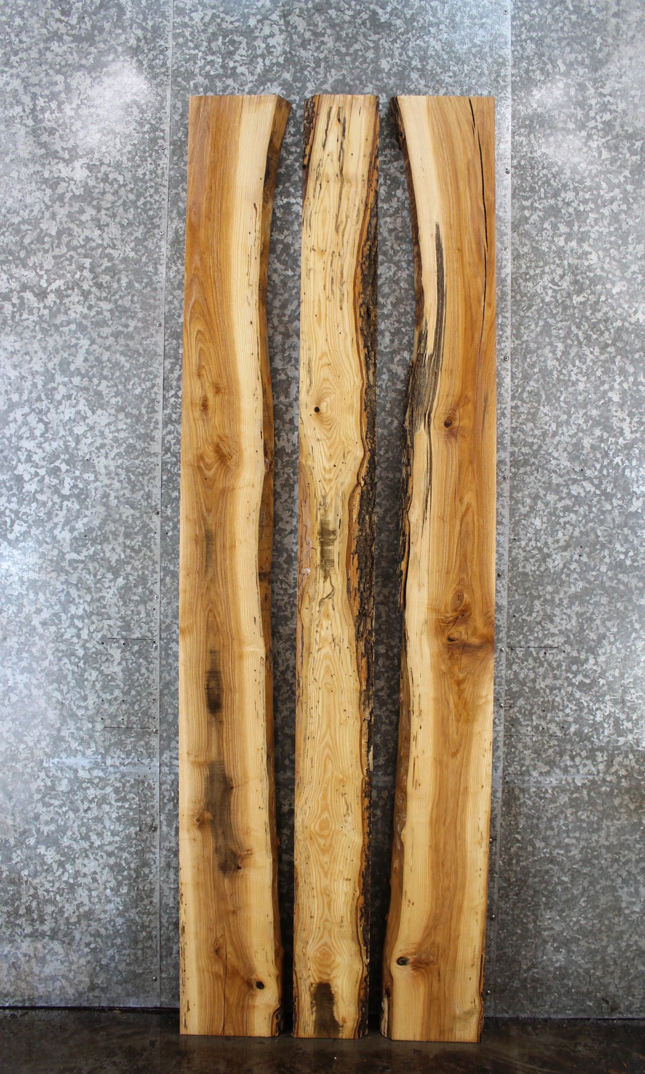 3- Bookmatched Live Edge Ash Kitchen Table Top Slabs 925-927