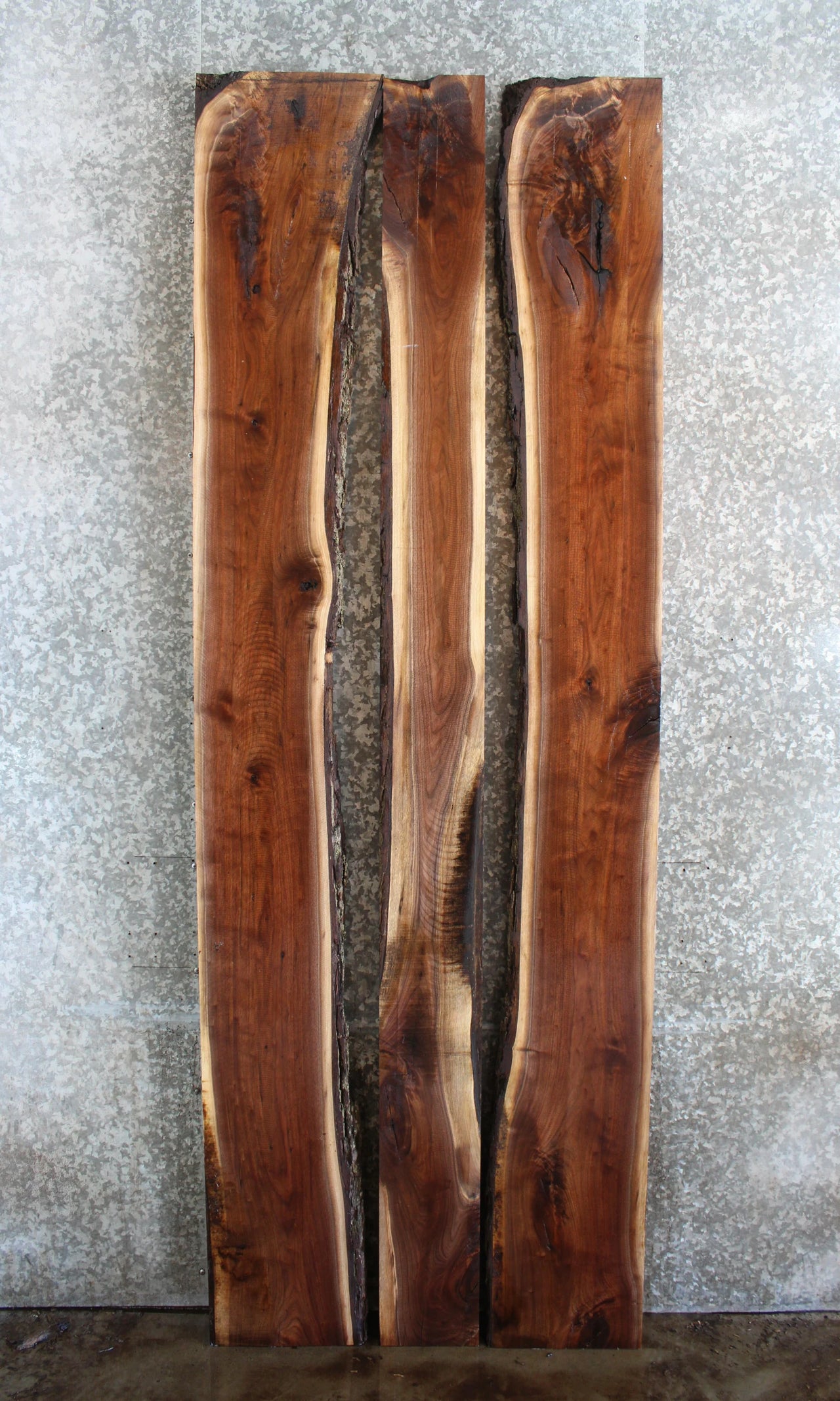 3- Bookmatched Live Edge Black Walnut Dining/Kitchen Table Top 931-933