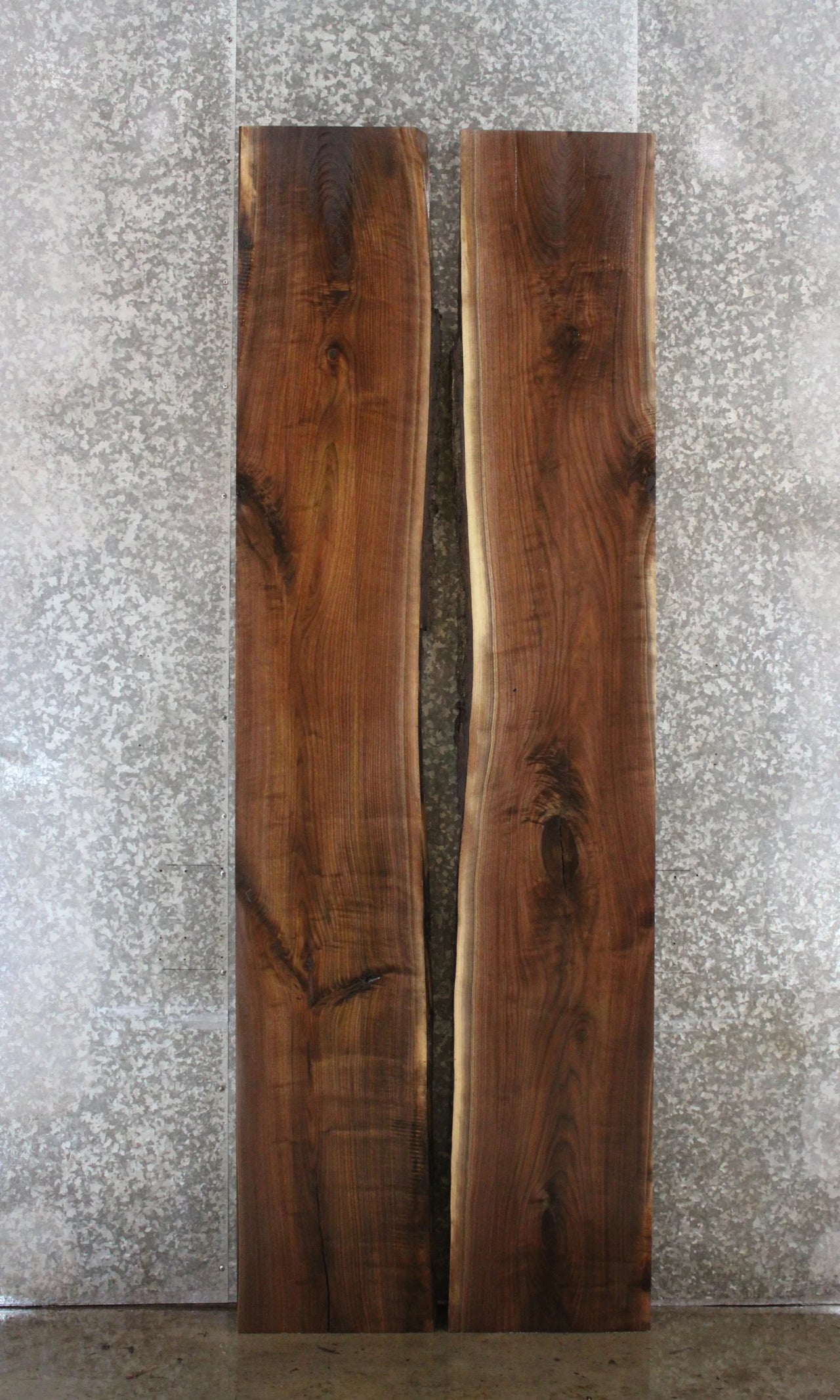 2- Black Walnut Live Edge Dining Table Top Slab Set, Wood Bar Top 934-935