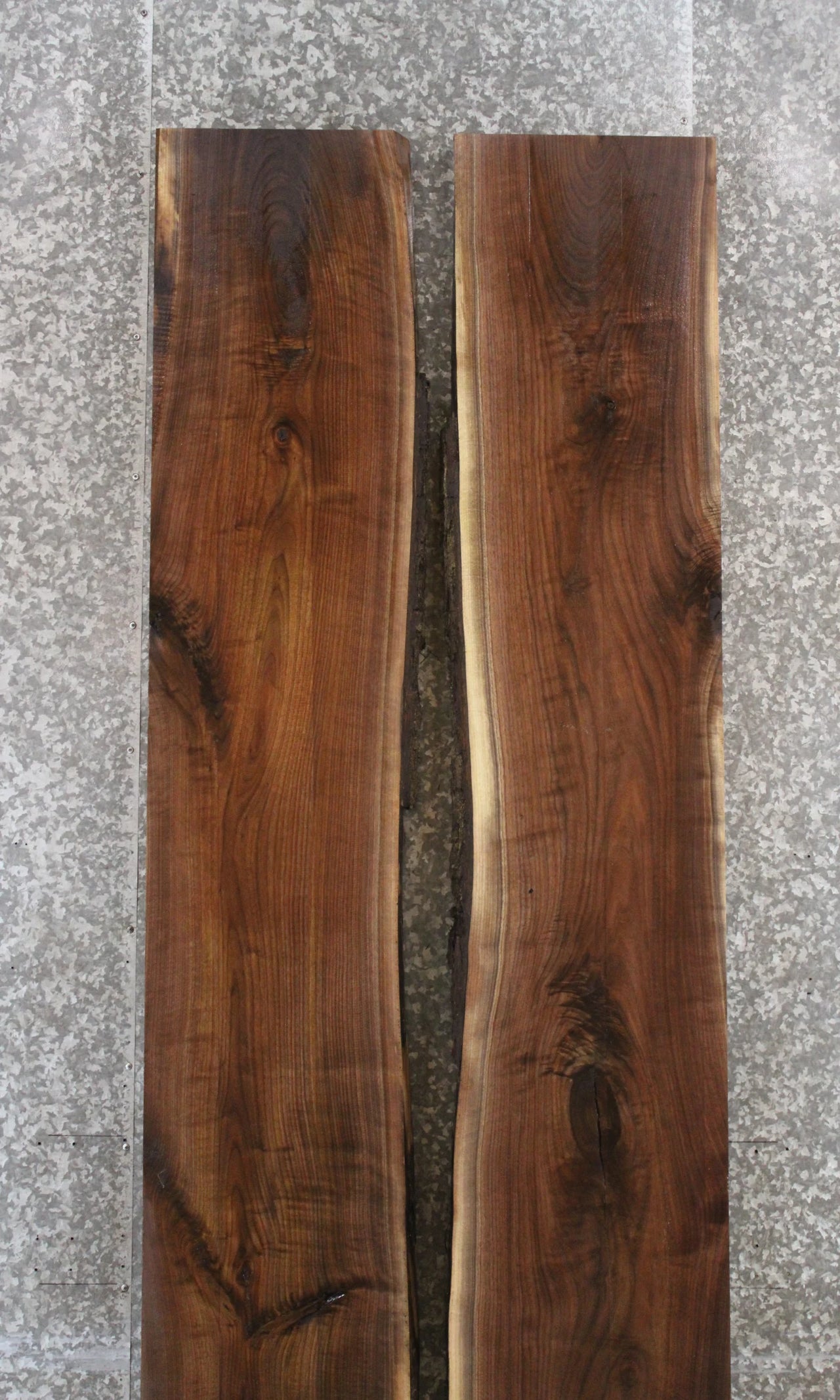 2- Black Walnut Live Edge Dining Table Top Slab Set, Wood Bar Top 934-935