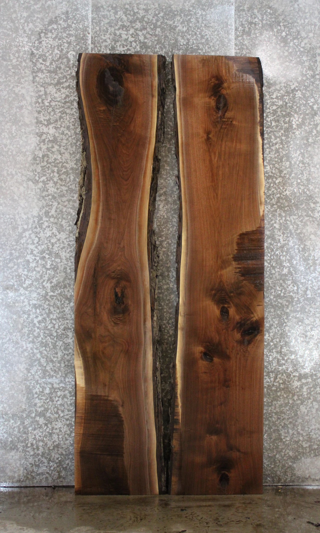 2- Black Walnut Live Edge Epoxy Pond Table Top Slabs 941-942