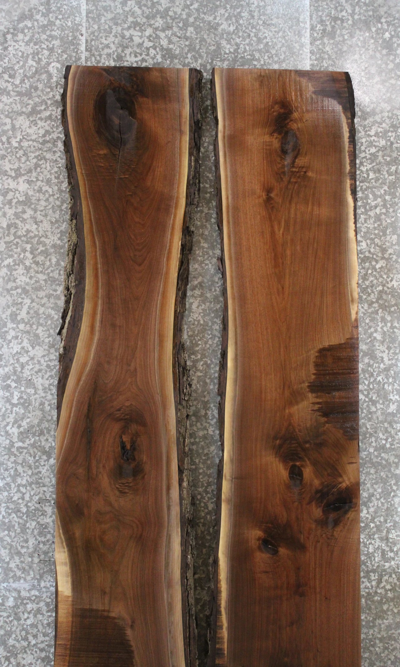 2- Black Walnut Live Edge Epoxy Pond Table Top Slabs 941-942
