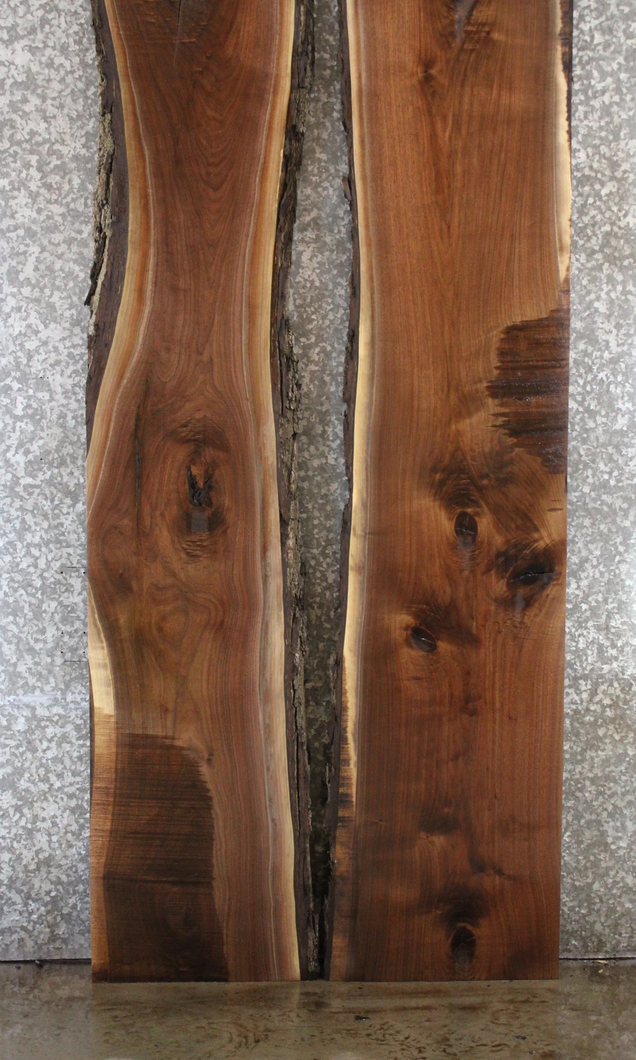 2- Black Walnut Live Edge Epoxy Pond Table Top Slabs 941-942