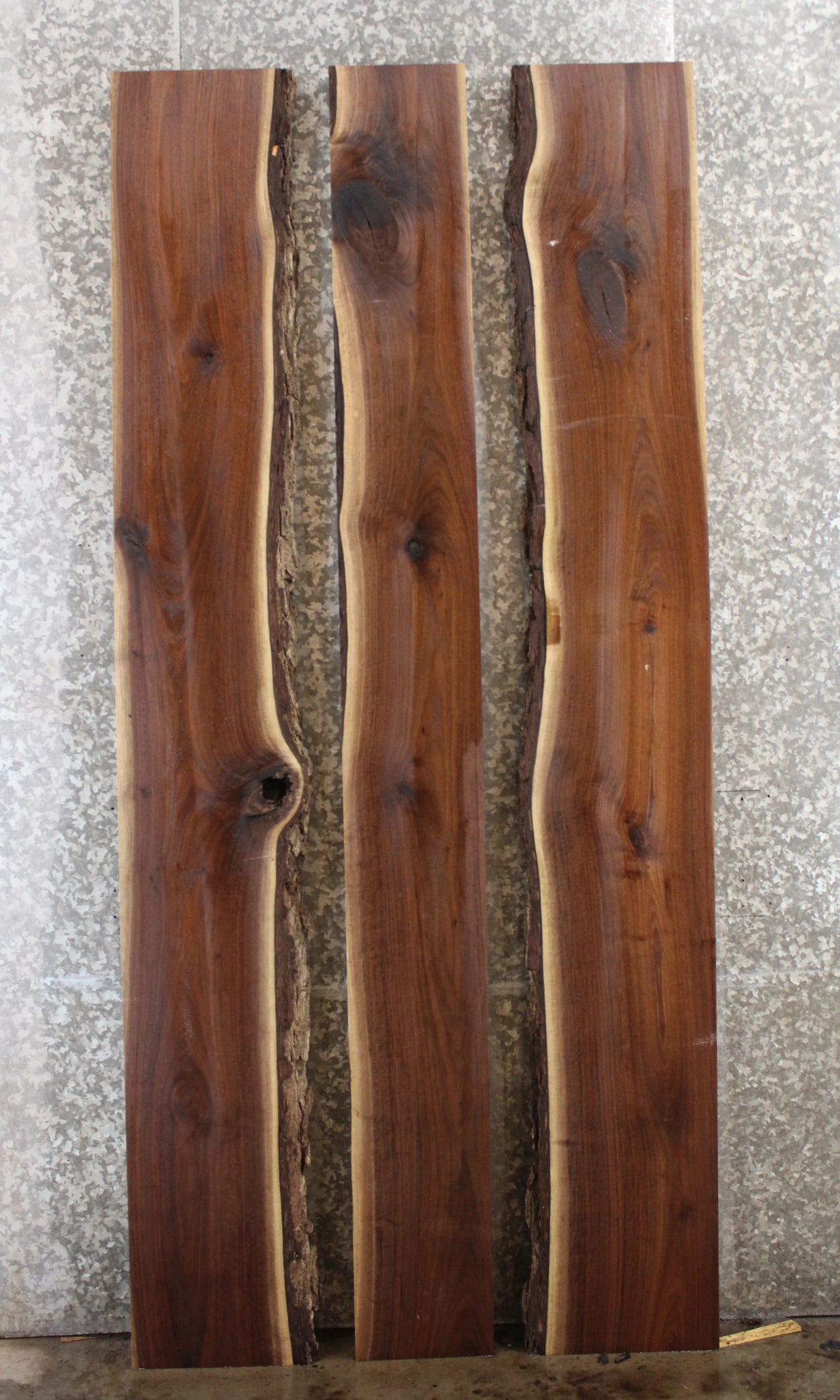 3- Black Walnut Live Edge Conference Table Top Slabs, Wood Dining 944-946