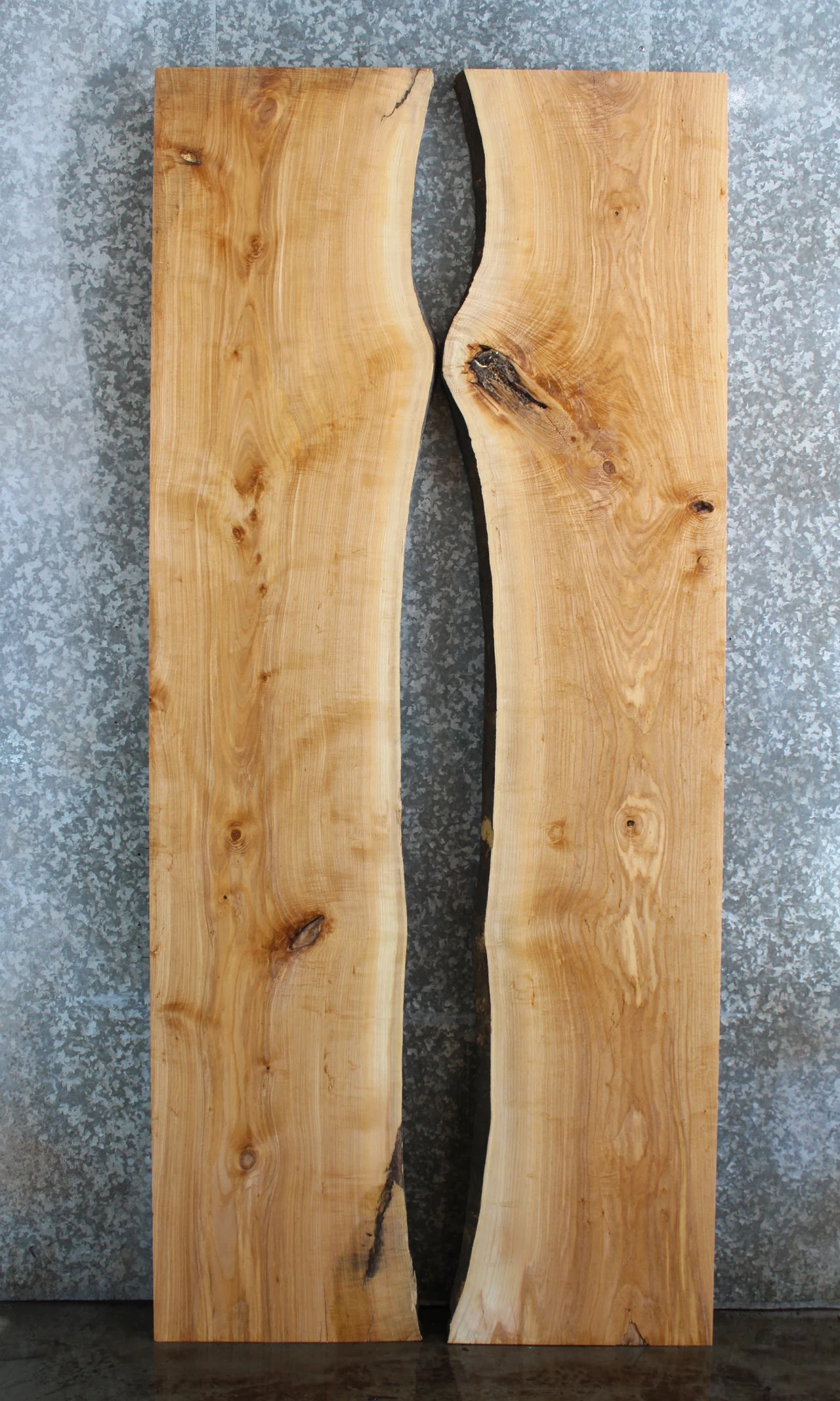 2- Bookmatched Live Edge Ash Kitchen/Dining Table Top 949-950
