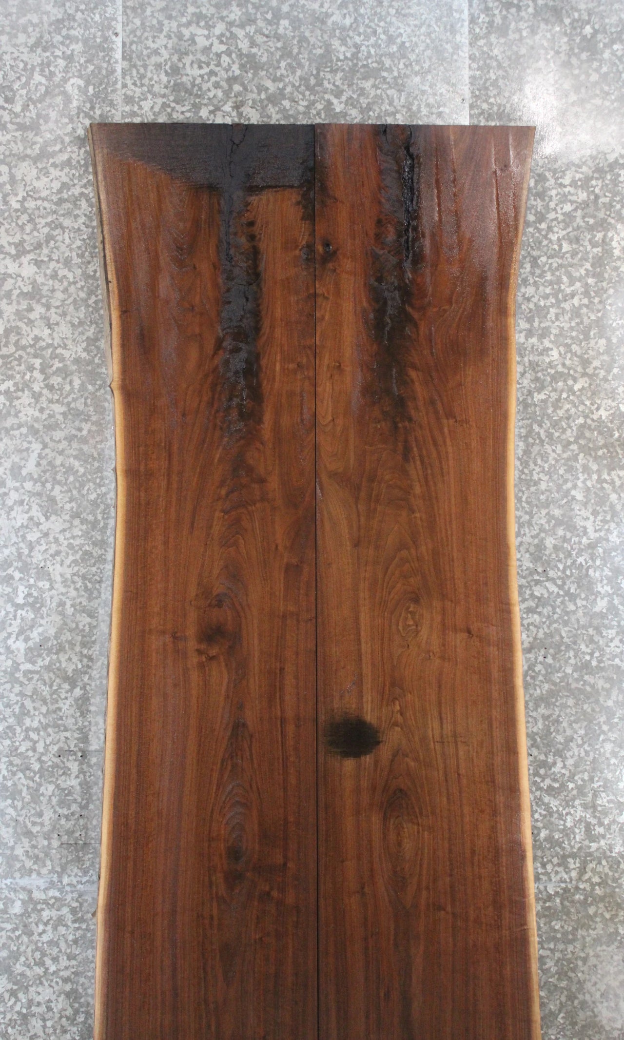 2- Figured Black Walnut Live Edge Wood Slab Dining Table Top Set 971-972