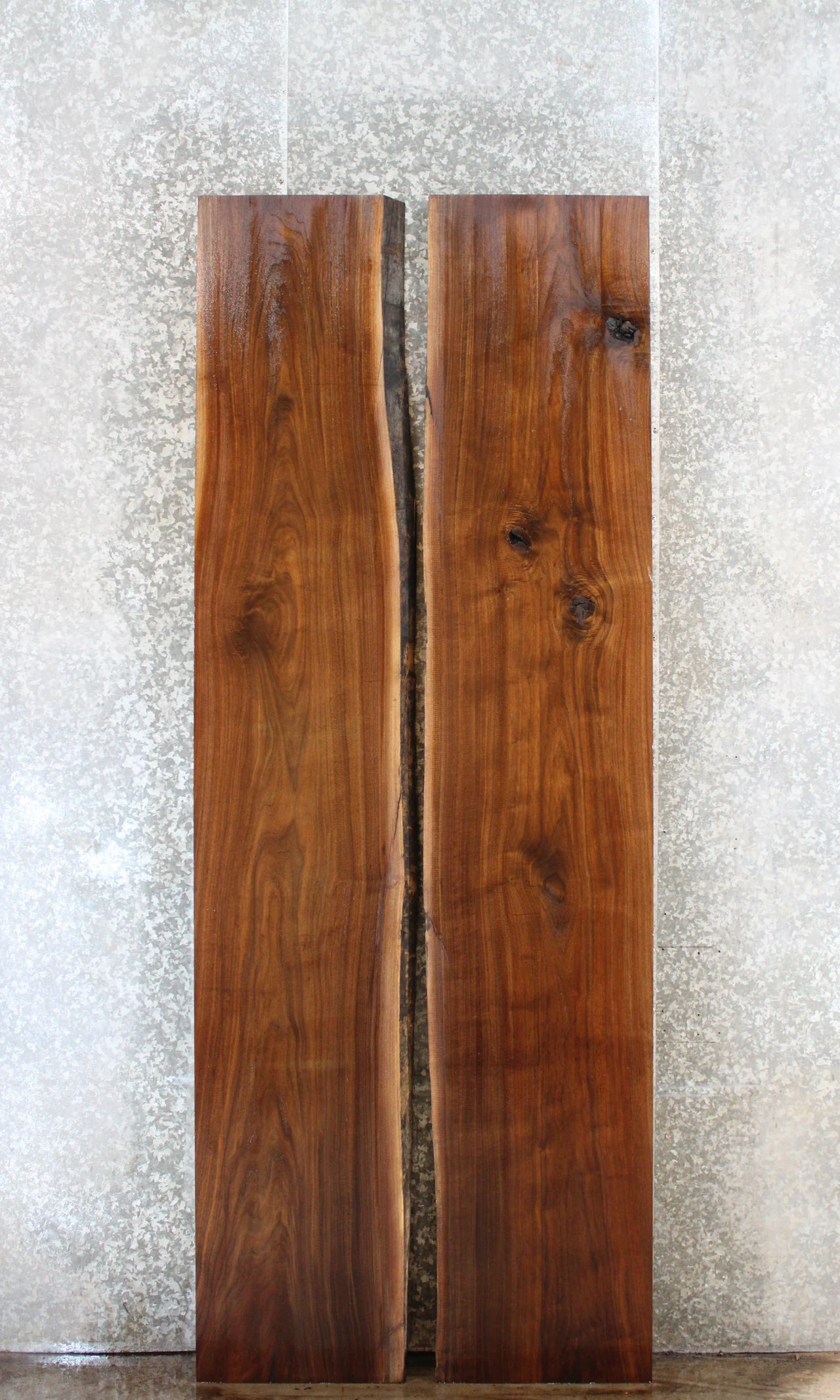 2- Bookmatched Live Edge Black Walnut Conference Table Top 976-977