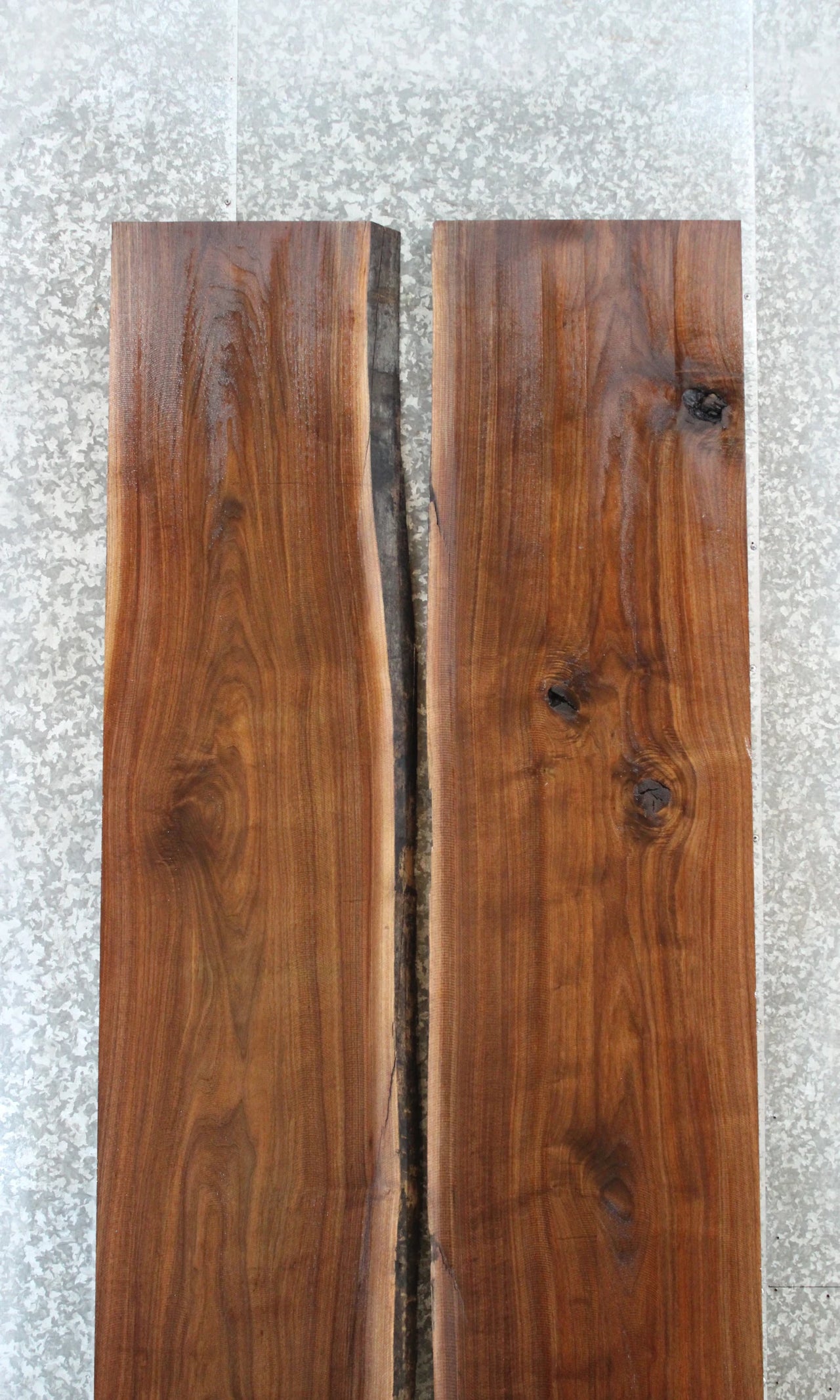 2- Bookmatched Live Edge Black Walnut Conference Table Top 976-977