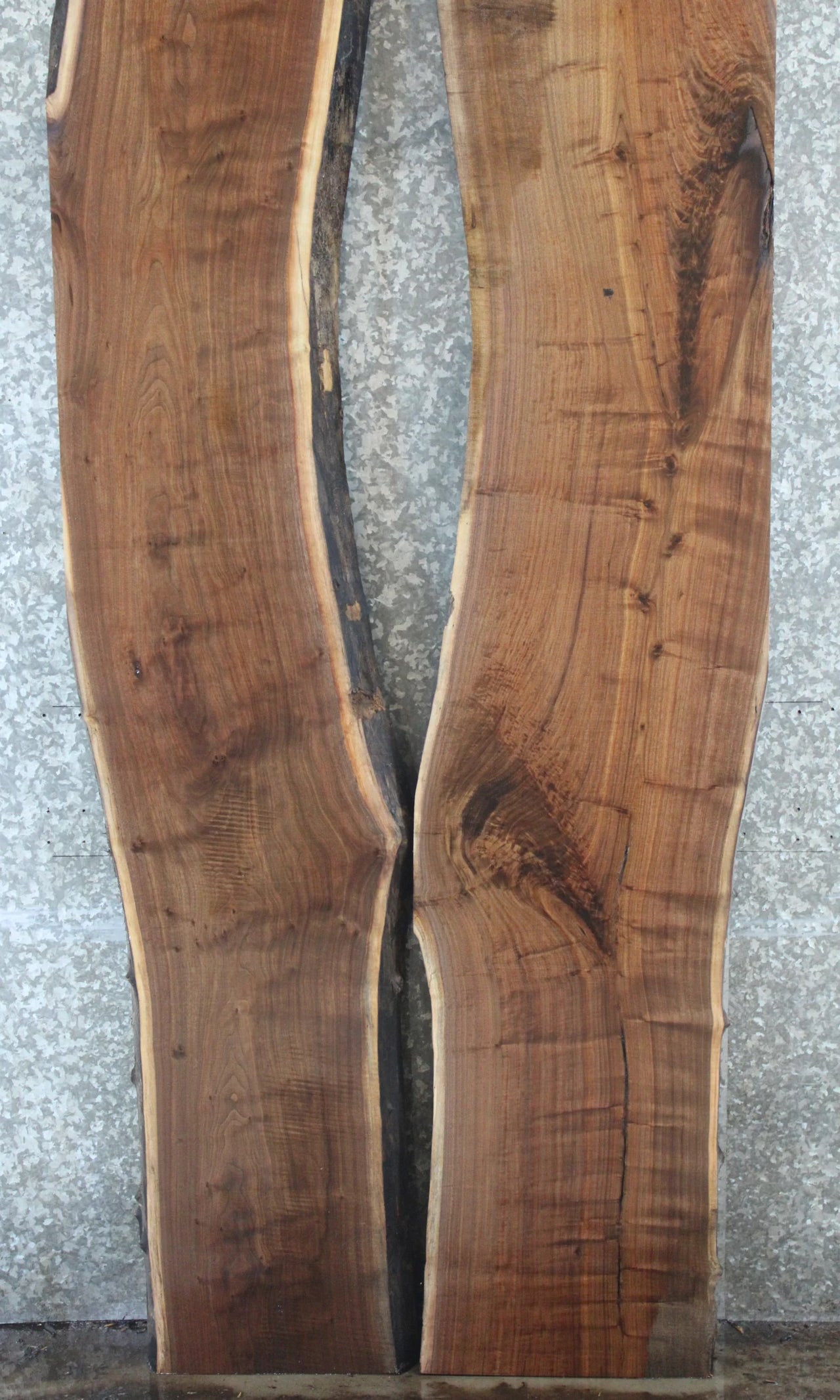 2- Bookmatched Live Edge Black Walnut River Table Top Slabs 976-977