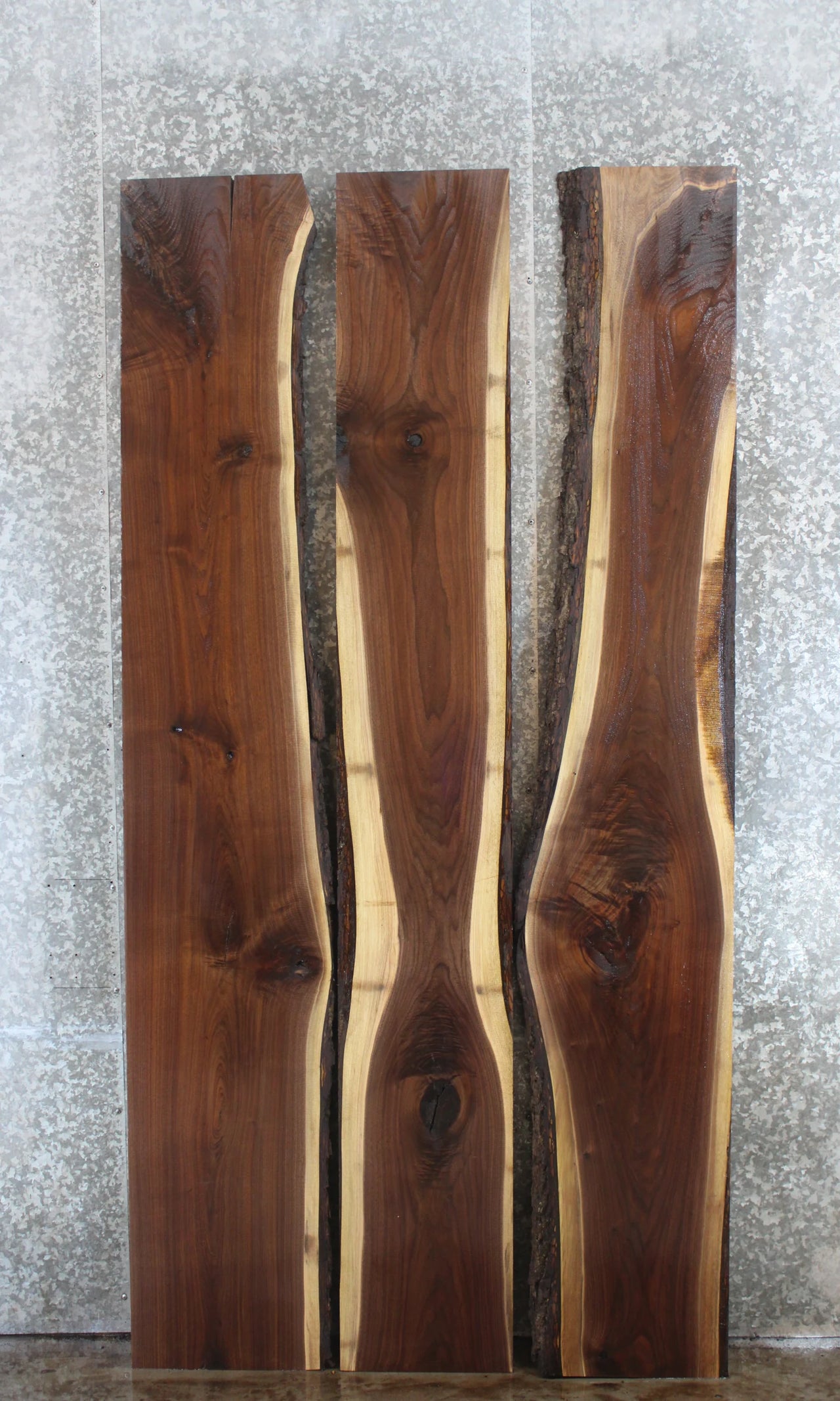 3- Live Edge Black Walnut Conference Table Top Slabs, Solid Wood 982-984