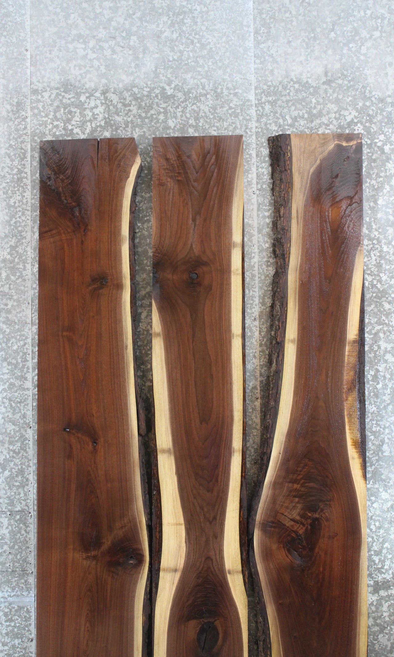 3- Live Edge Black Walnut Conference Table Top Slabs, Solid Wood 982-984